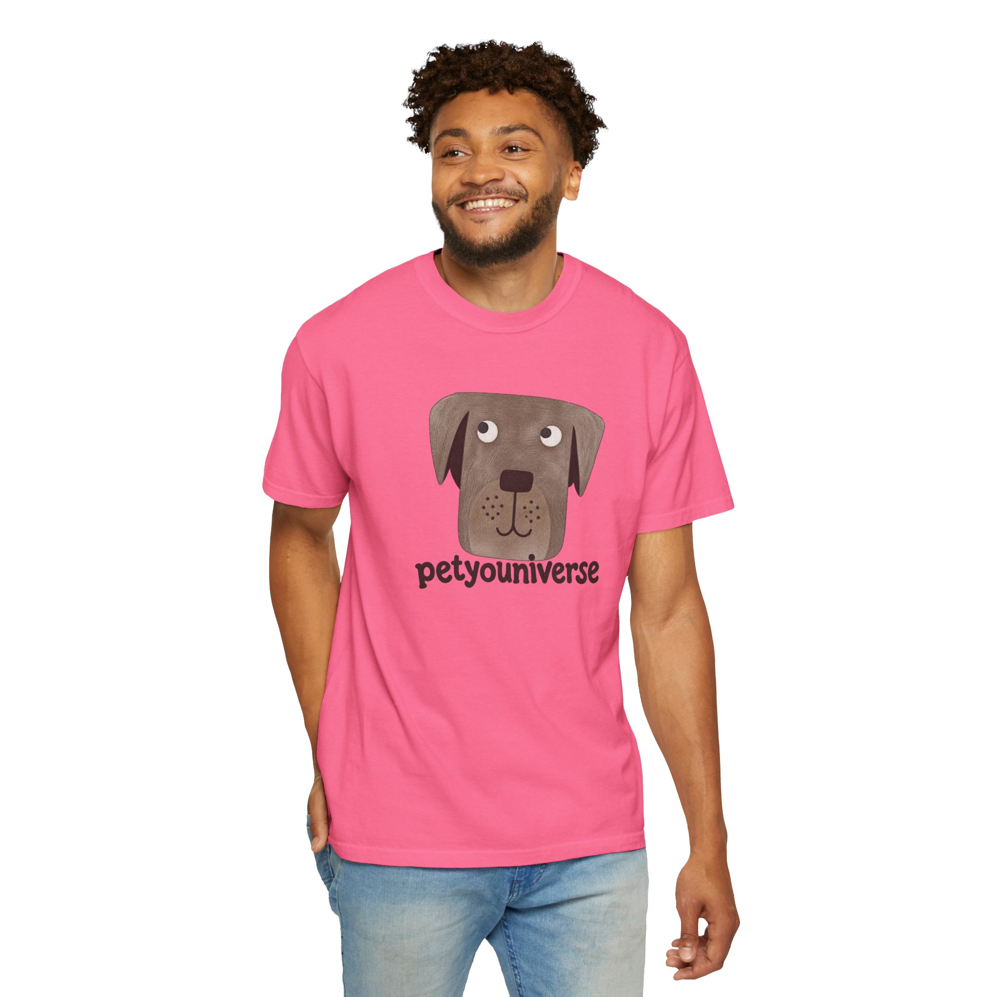 Dog Face Graphic T‑Shirt — "petyouniverse" Cute Pet Logo Tee - Image 115