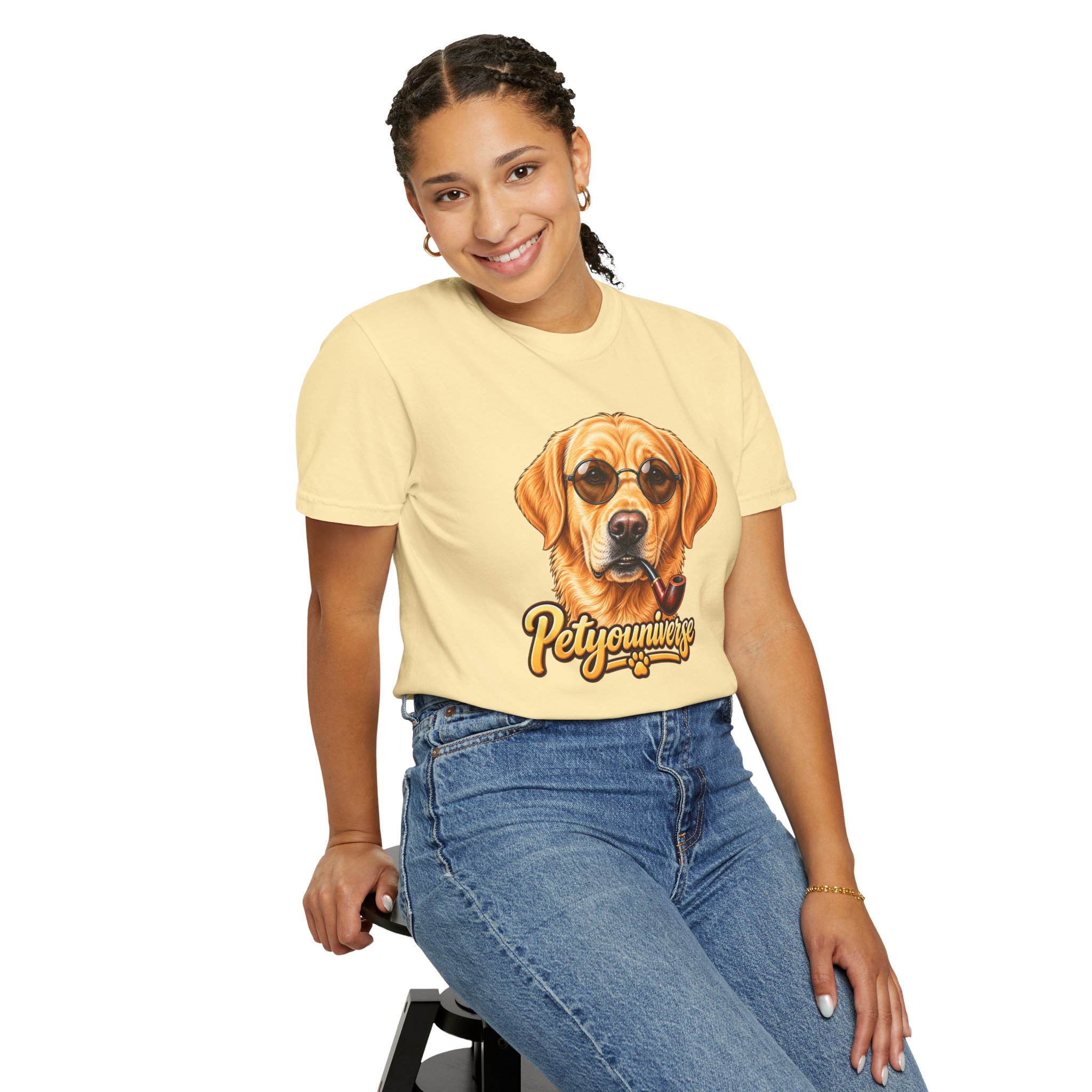 Dog Graphic T-Shirt — 'PetYoUniverse' Yellow Lab Portrait Tee - Image 24