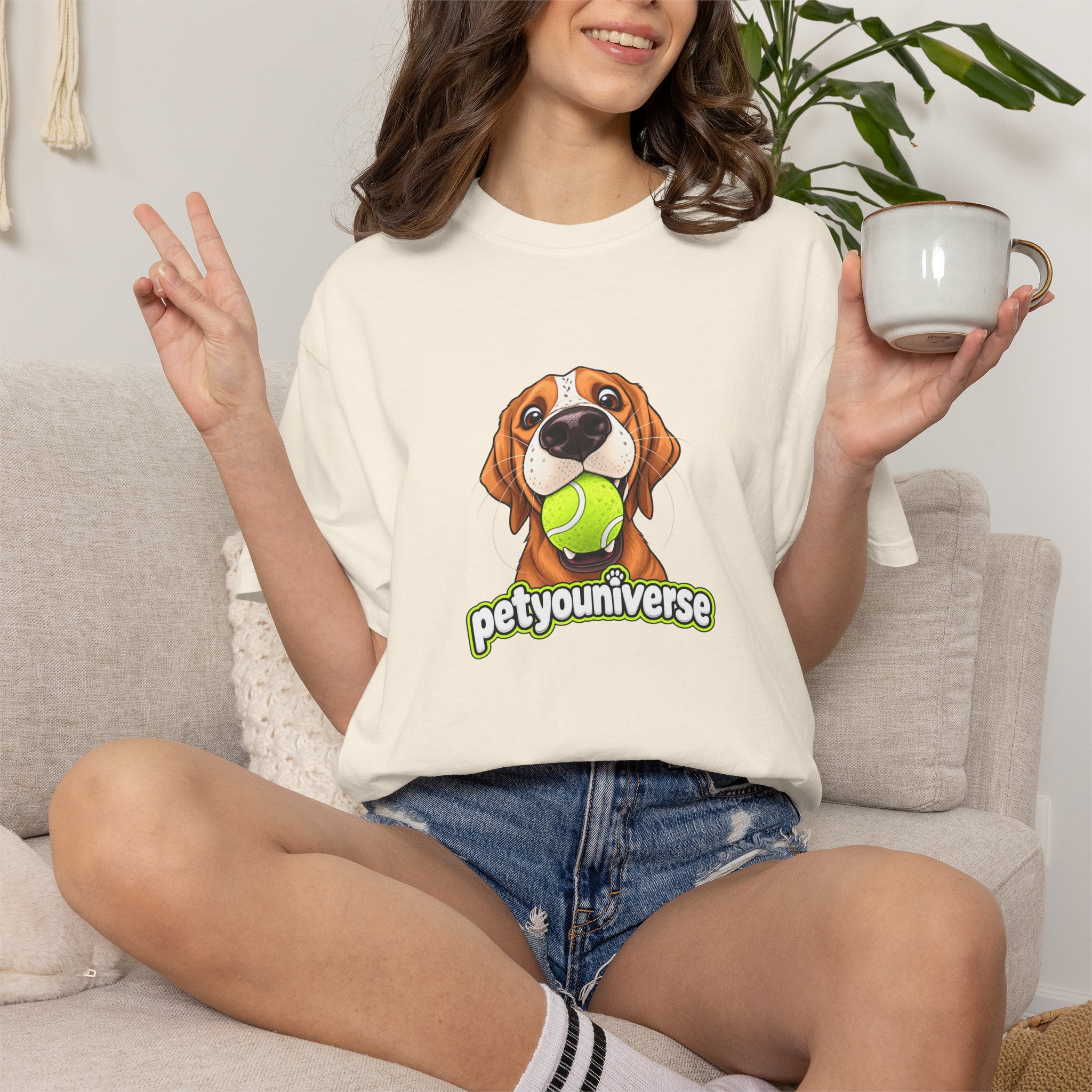 PetYoUniverse Tee — Cute Dog Holding Tennis Ball Graphic T‑Shirt - Image 3