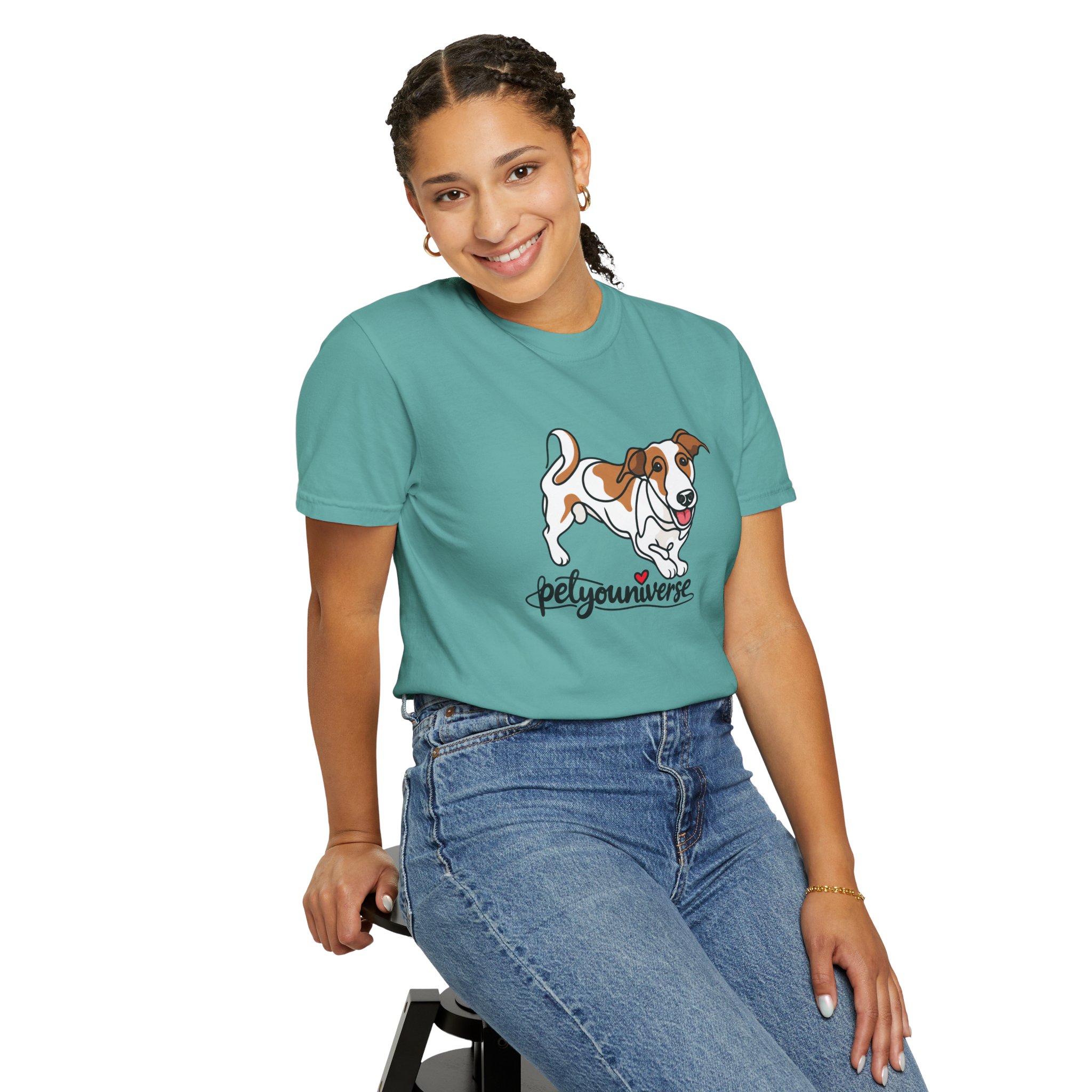 Dog Cartoon T-Shirt — "PetYoUniverse" Playful Jack Russell Tee - Image 69