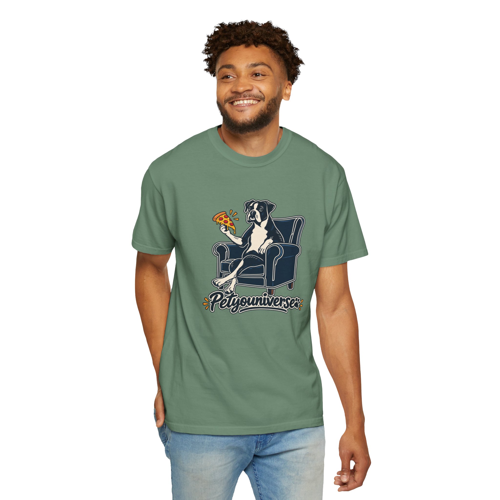 T-Shirt — PetYoUniverse Dog on Armchair with Pizza Graphic - Image 88