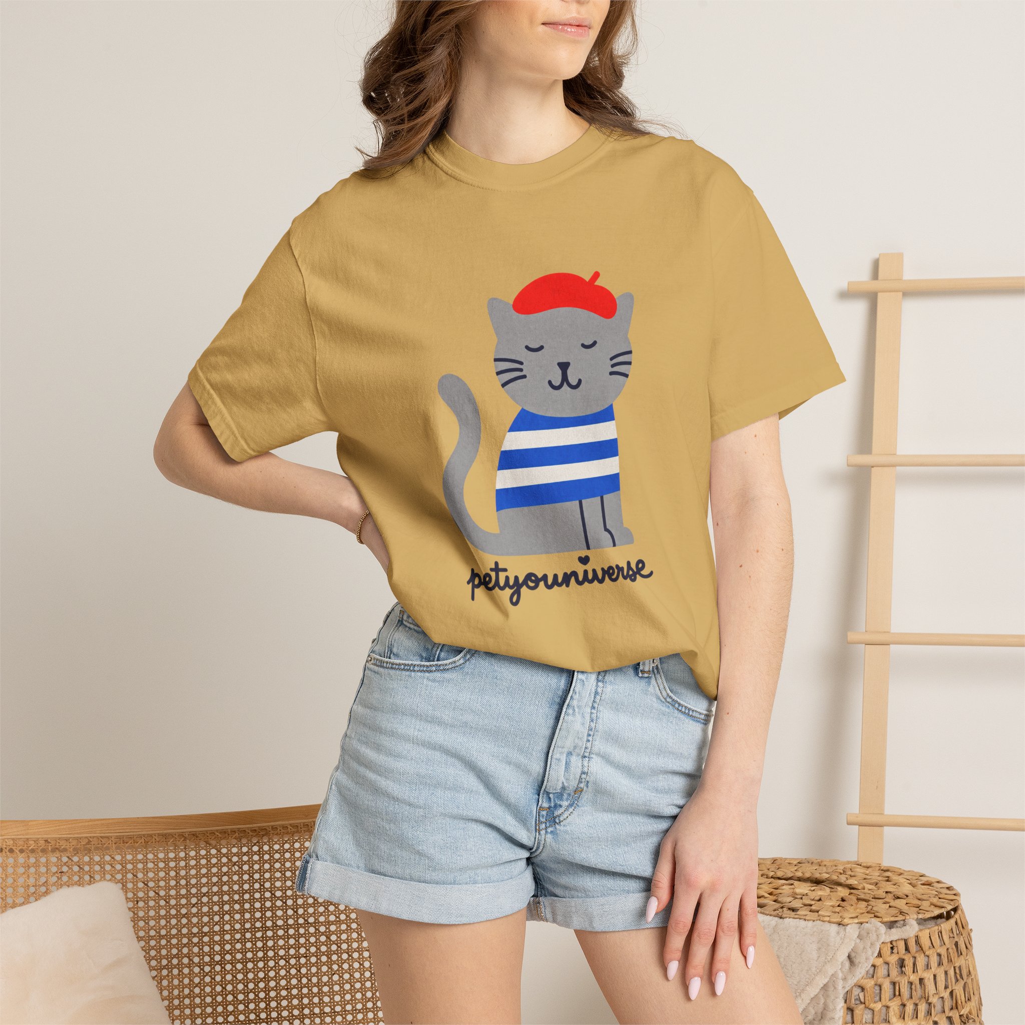 Cat Graphic T-Shirt — "petiyouniverse" Cute French Cat Tee - Image 11
