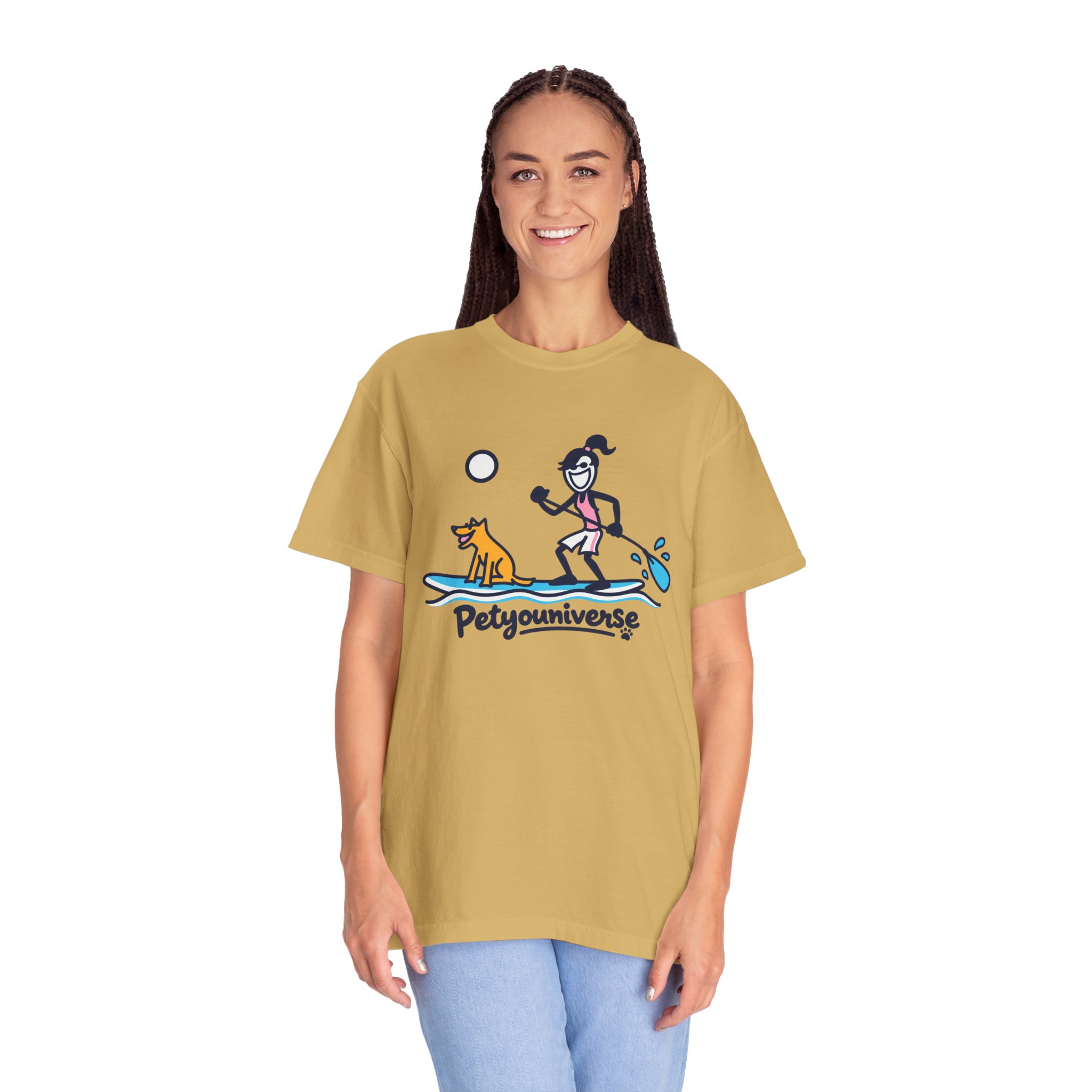 Paddleboarding Pup Graphic T-Shirt — "Petyouniverse" Dog & Owner Paddleboard Tee - Image 20