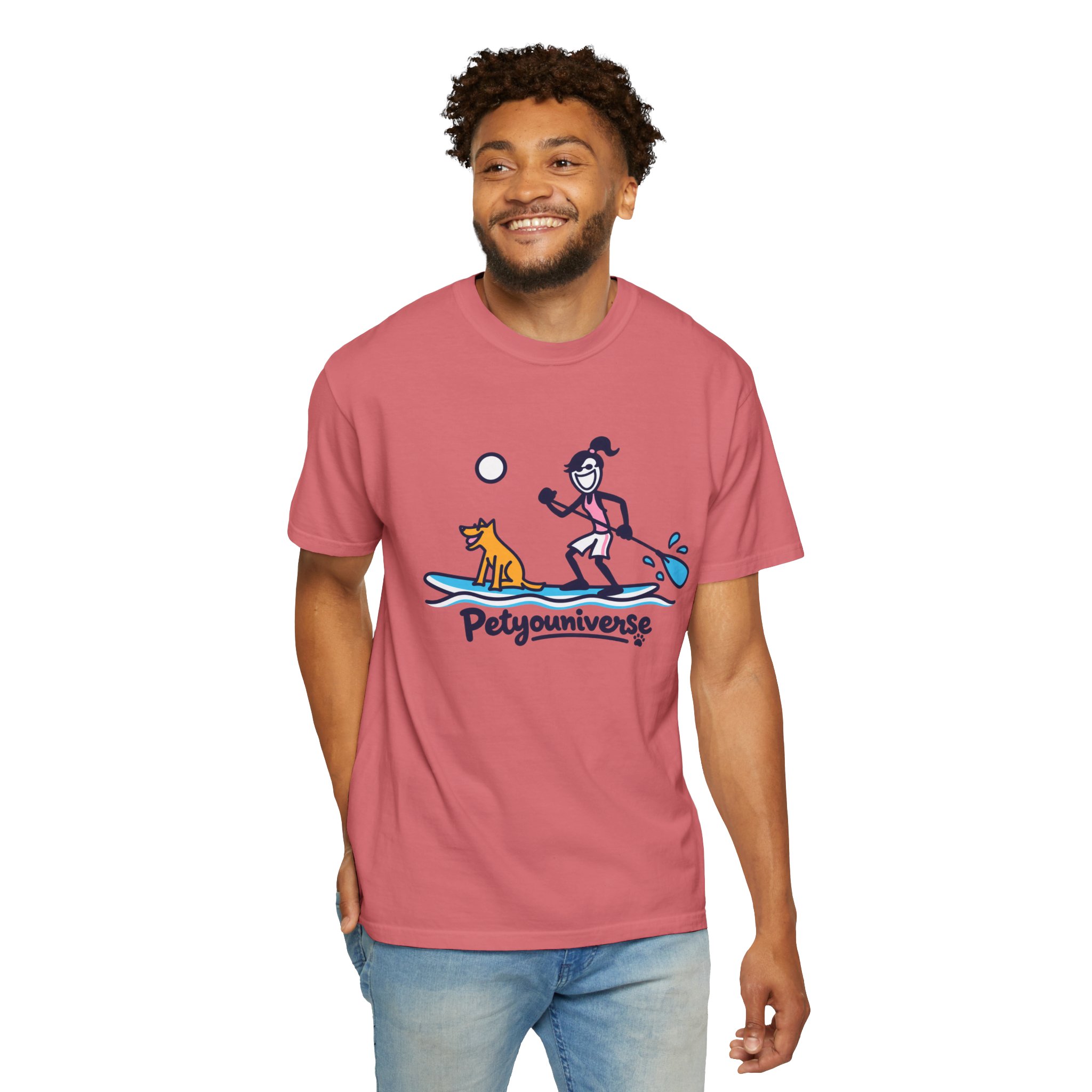 Paddleboarding Pup Graphic T-Shirt — "Petyouniverse" Dog & Owner Paddleboard Tee - Image 102