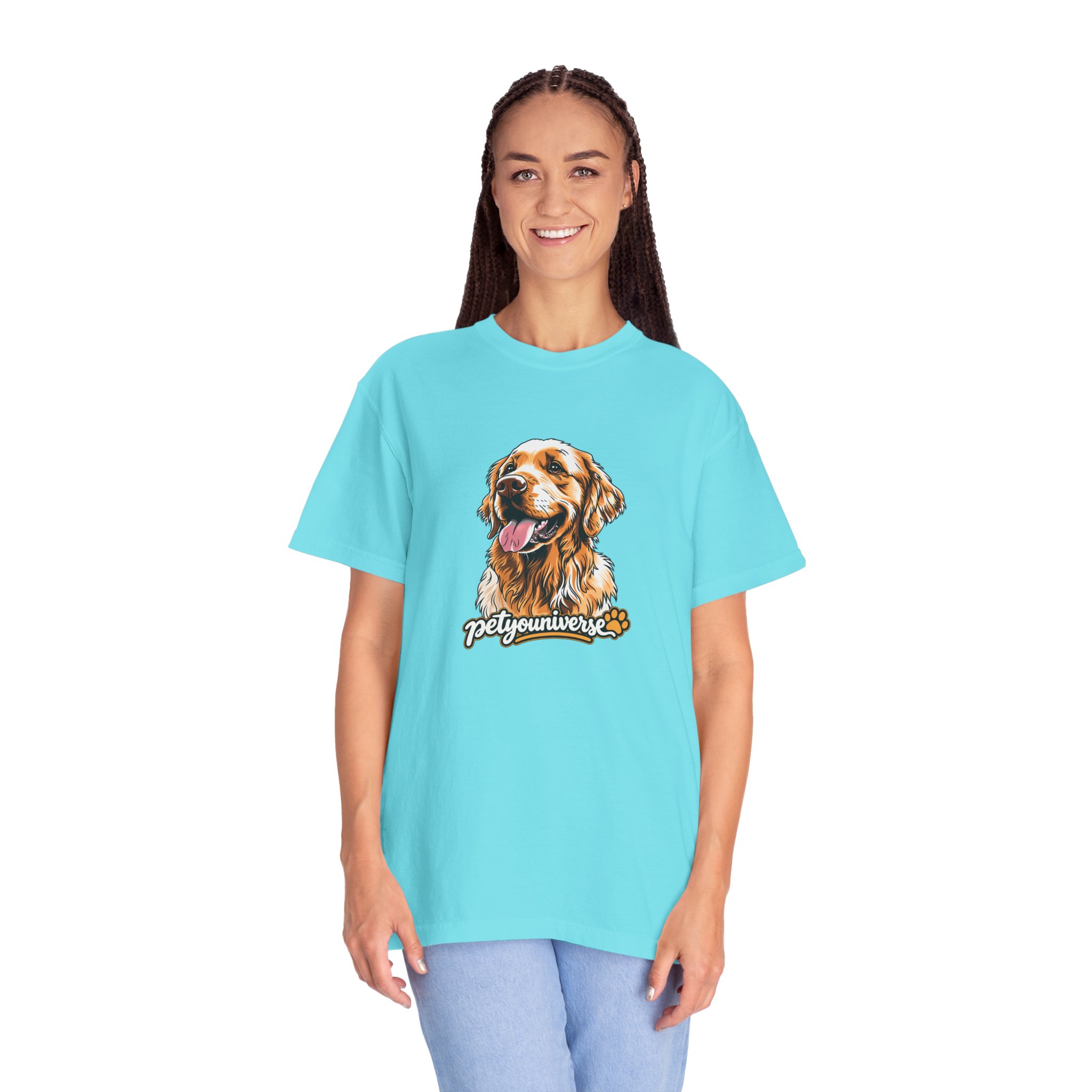 Dog Lover T-Shirt — Golden Retriever Portrait "PetYoUniverse" Graphic - Image 95