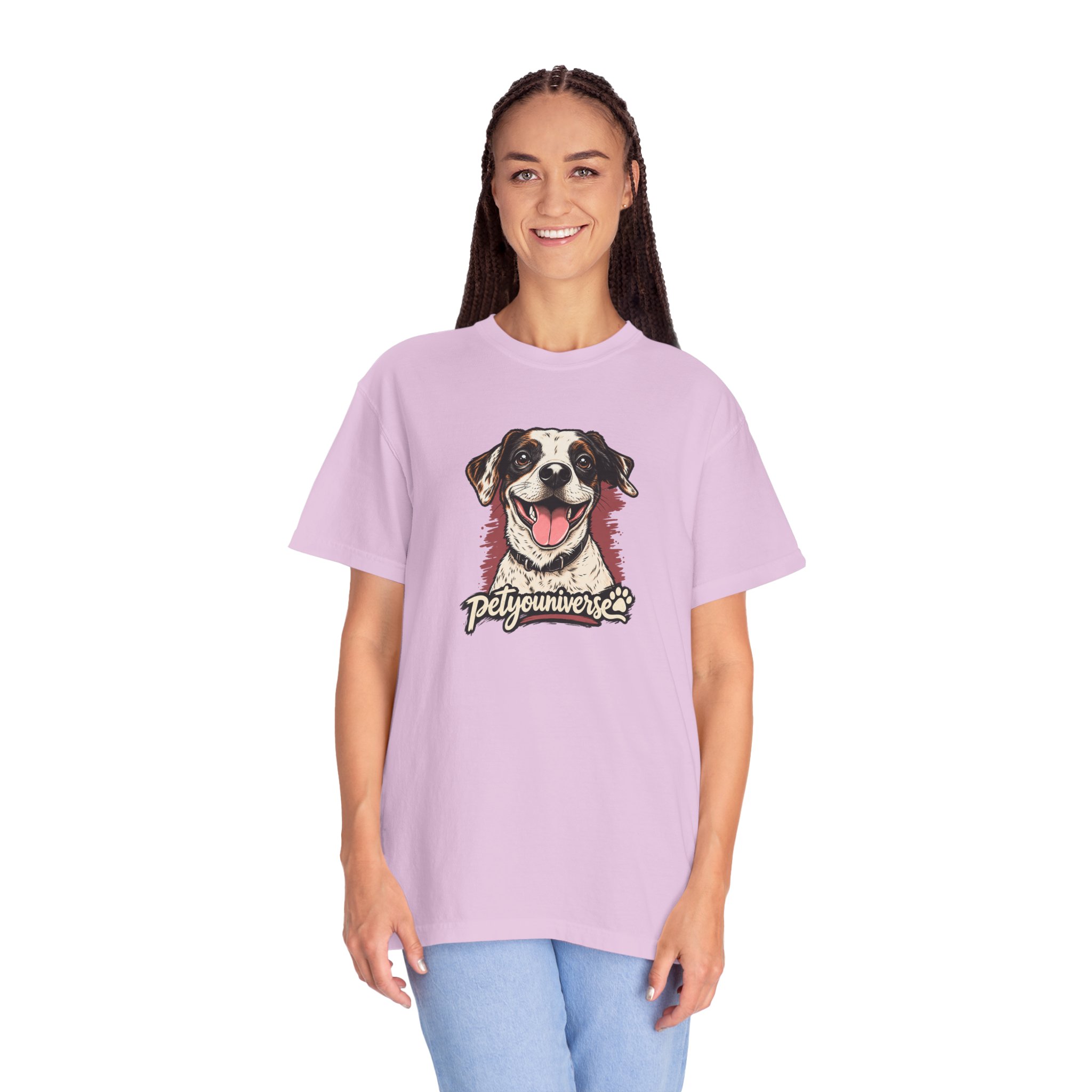 Dog Lover T-Shirt — Smiling Pup "Petyouniverse" Graphic Tee - Image 77