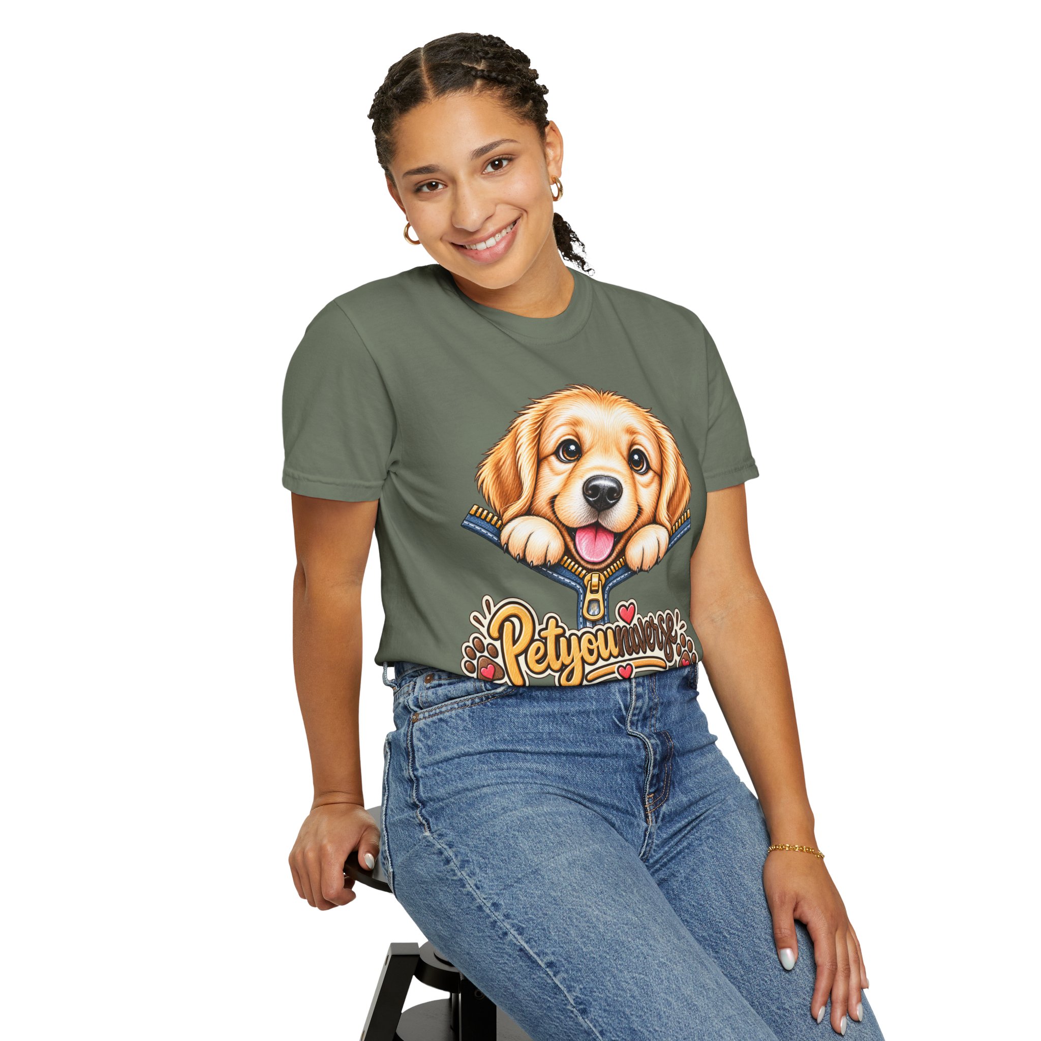 Golden Retriever Puppy "PetYoUniverse" T-Shirt - Image 69