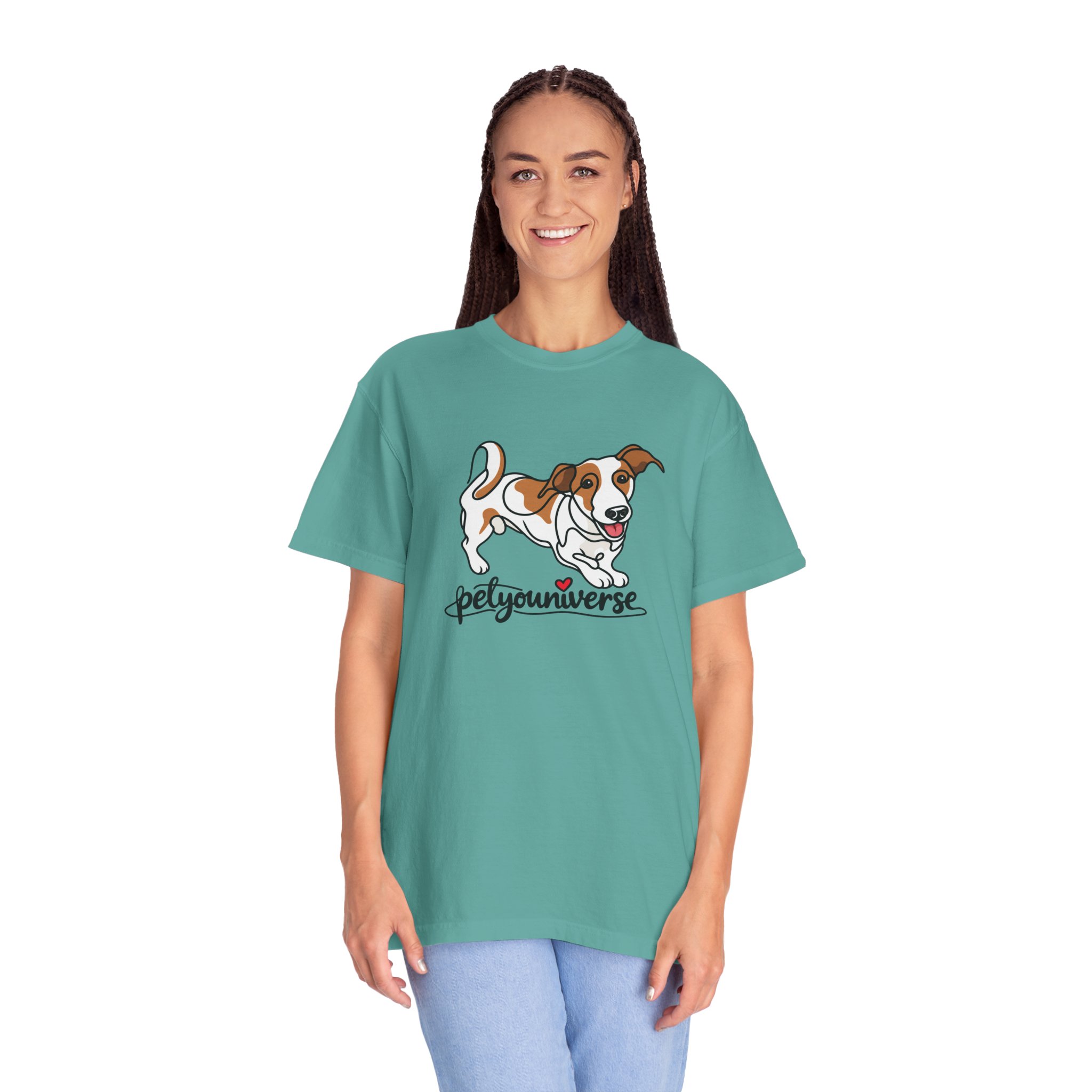 Dog Cartoon T-Shirt — "PetYoUniverse" Playful Jack Russell Tee - Image 68