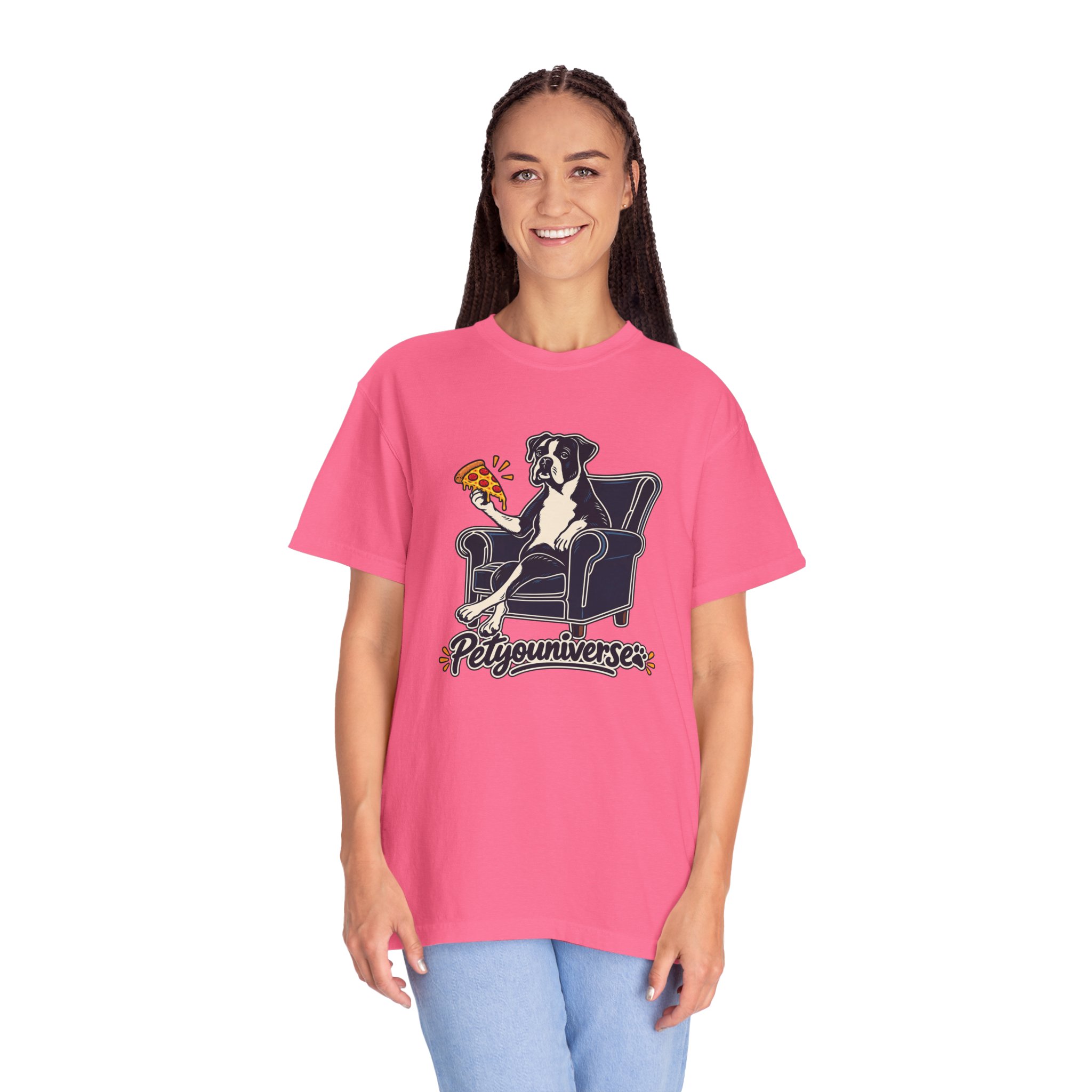 T-Shirt — PetYoUniverse Dog on Armchair with Pizza Graphic - Image 113