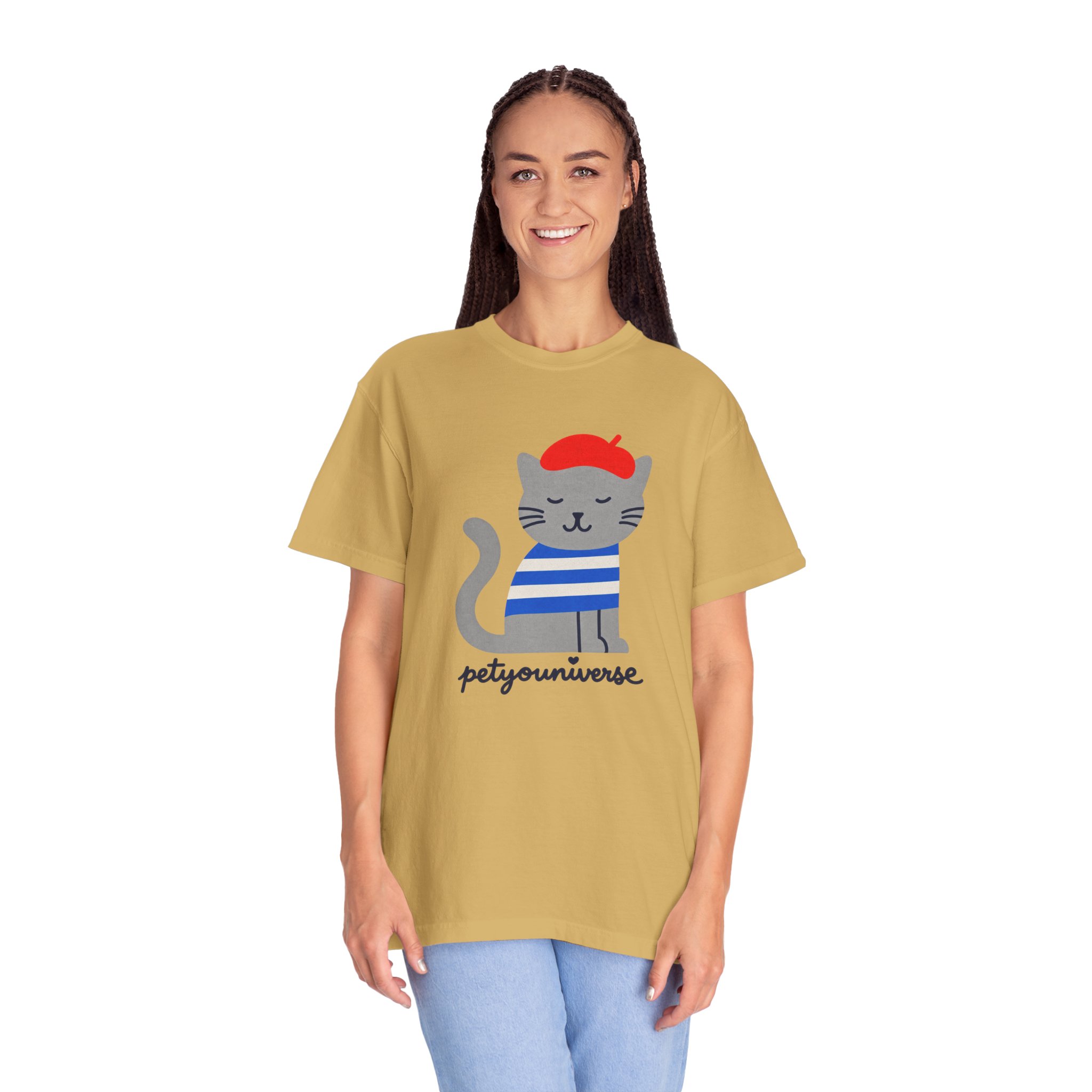 Cat Graphic T-Shirt — "petiyouniverse" Cute French Cat Tee - Image 14