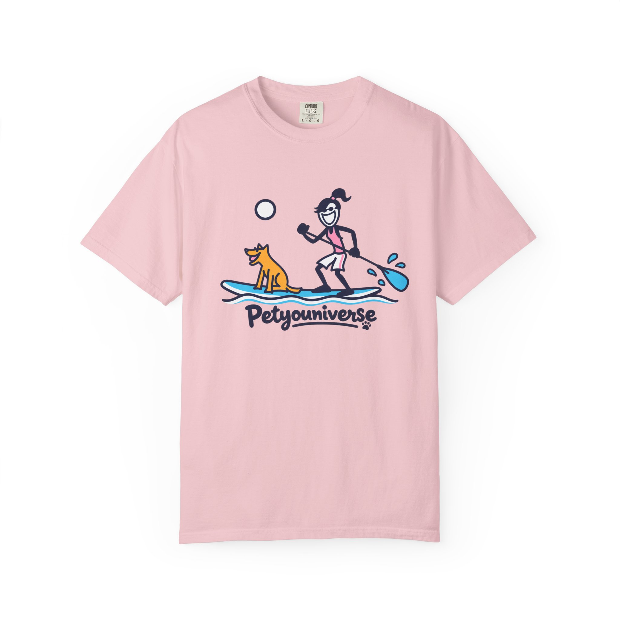 Paddleboarding Pup Graphic T-Shirt — "Petyouniverse" Dog & Owner Paddleboard Tee - Image 81