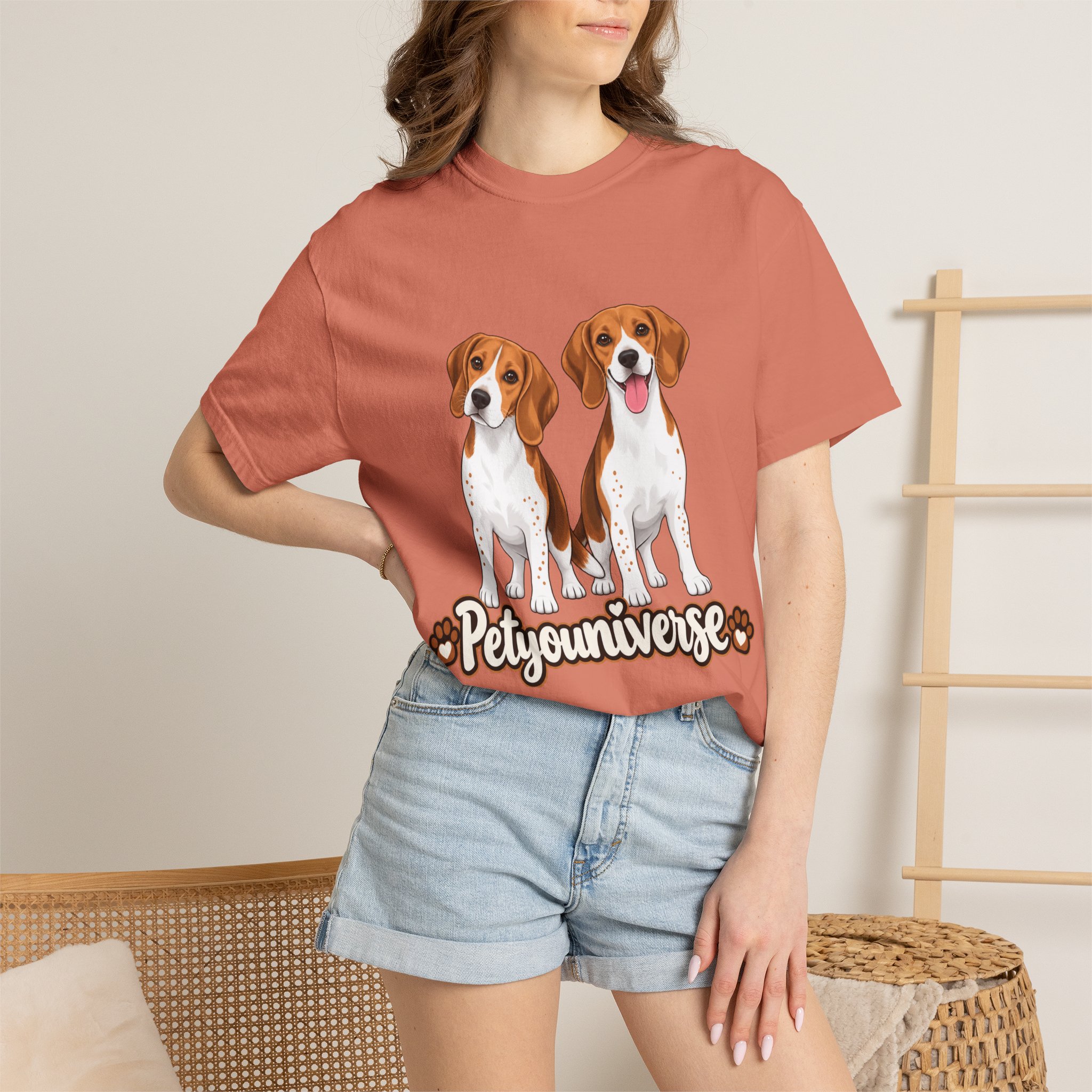 Beagle Lovers T-Shirt — 'PetYoUniverse' Cute Cartoon Duo Dog Tee - Image 2