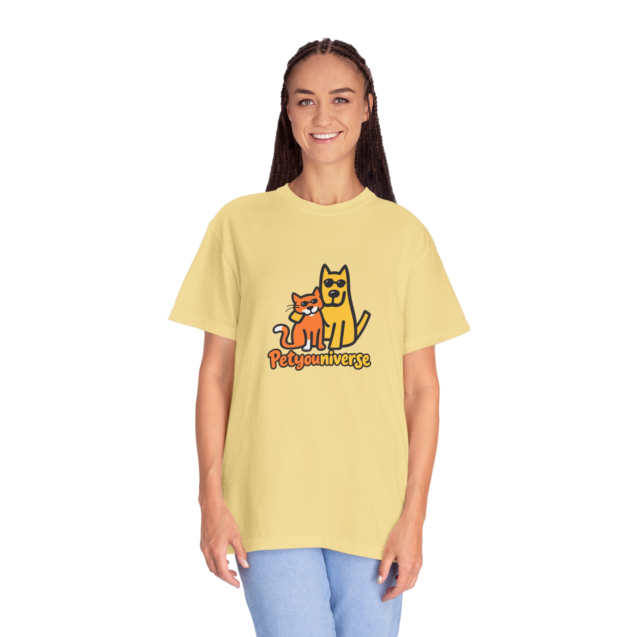 PetyoUniverse Cute Cat & Dog Graphic T-Shirt — Vintage Garment-Dyed Tee for Pet Lovers - Image 41