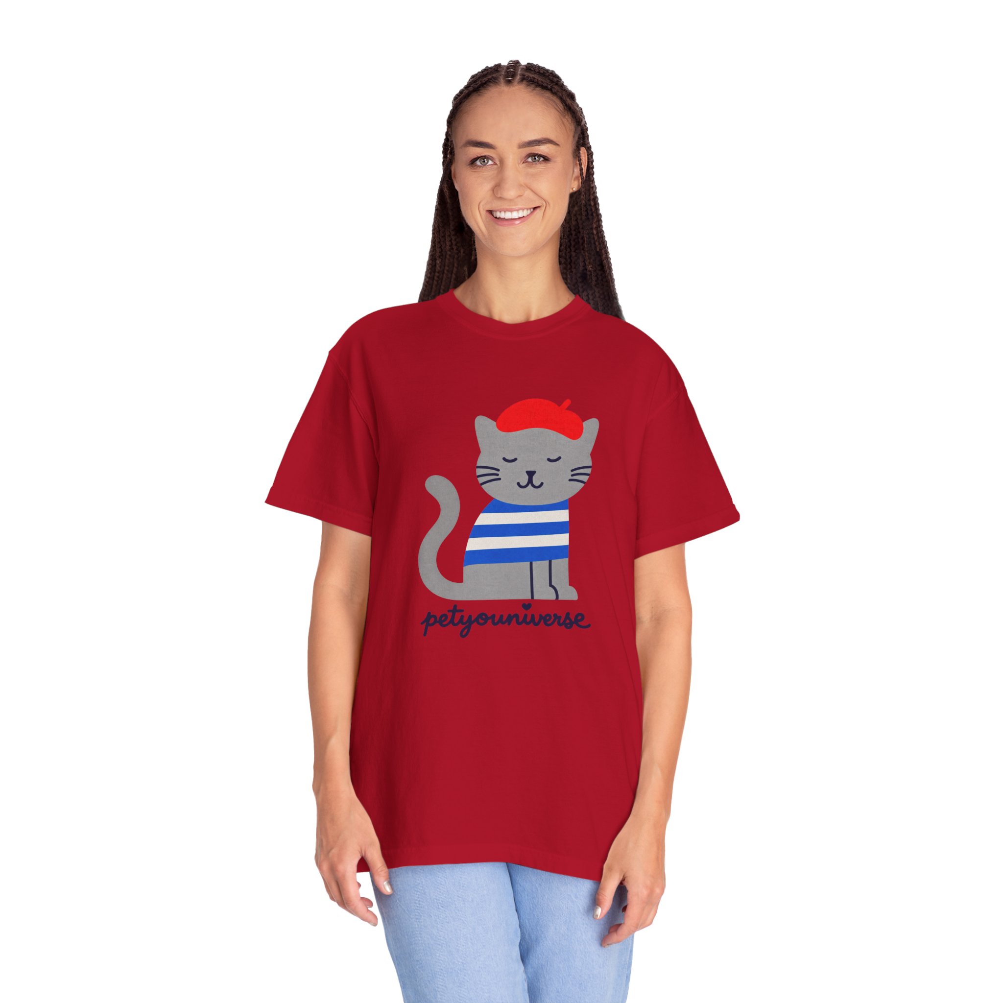 Cat Graphic T-Shirt — "petiyouniverse" Cute French Cat Tee - Image 140