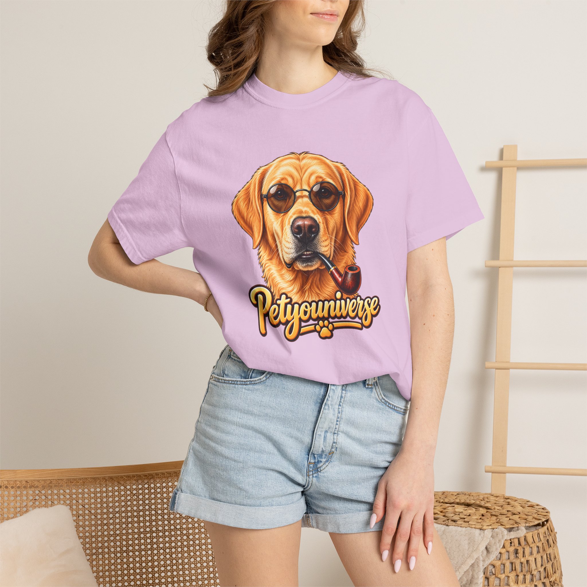 Dog Graphic T-Shirt — 'PetYoUniverse' Yellow Lab Portrait Tee - Image 110