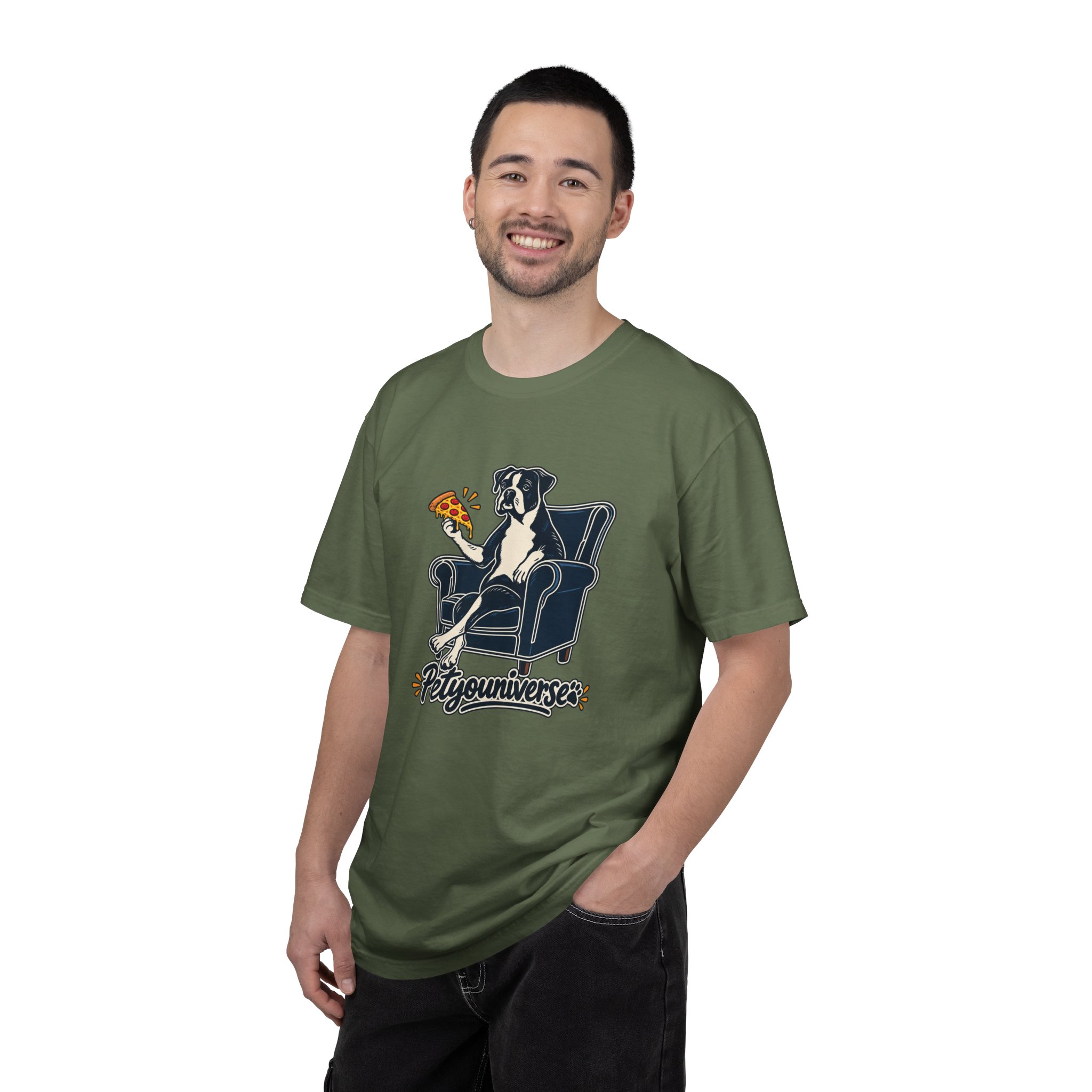 T-Shirt — PetYoUniverse Dog on Armchair with Pizza Graphic - Image 49