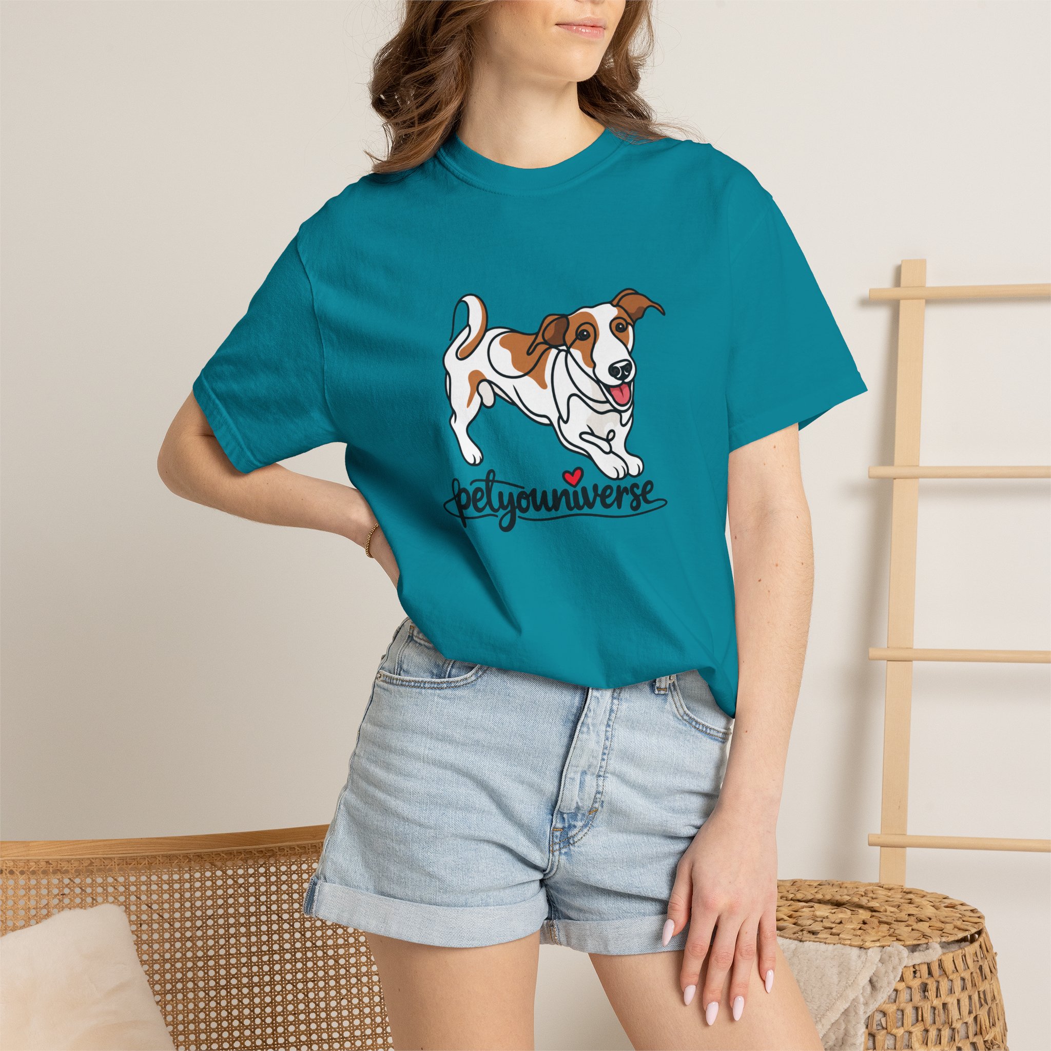 Dog Cartoon T-Shirt — "PetYoUniverse" Playful Jack Russell Tee - Image 74