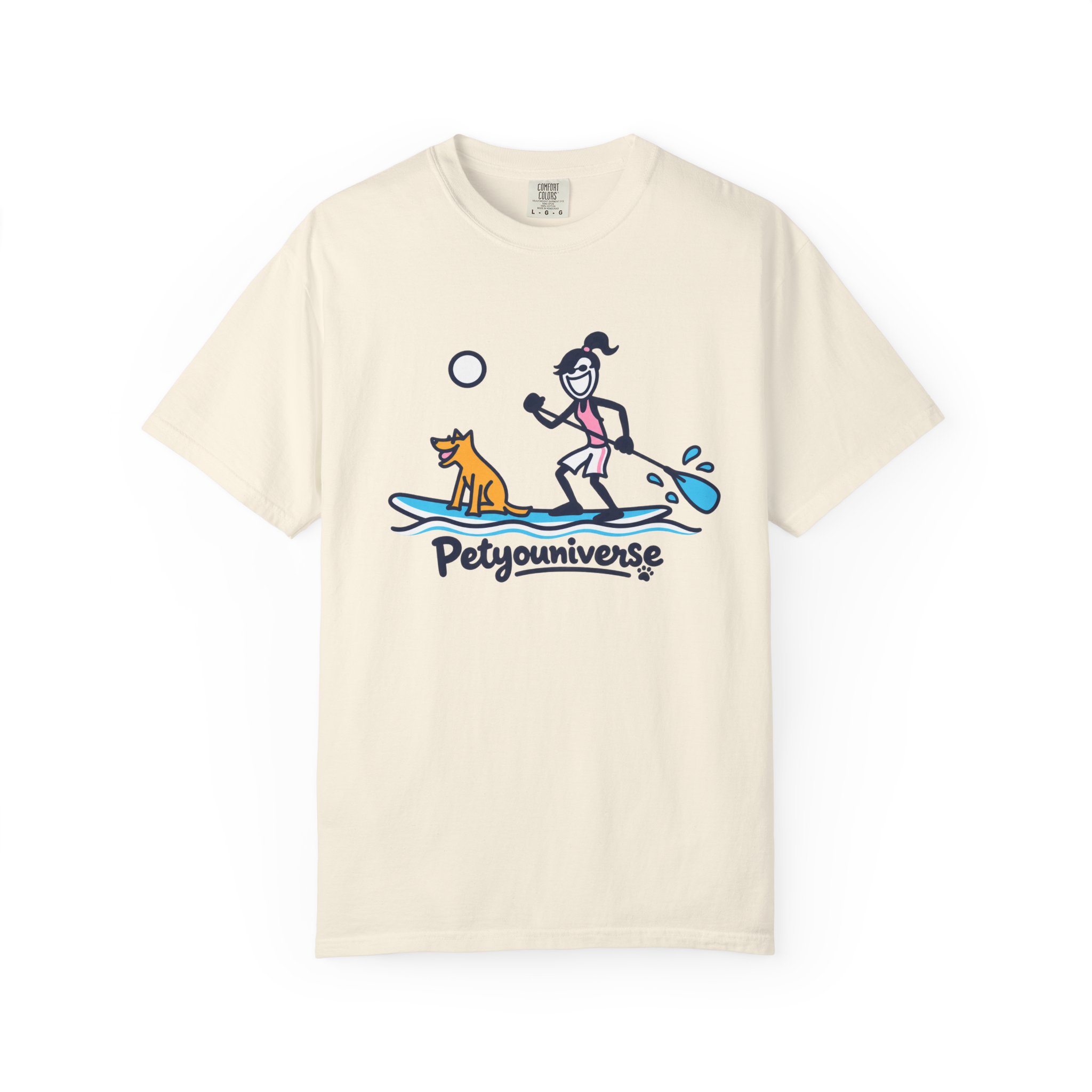 Paddleboarding Pup Graphic T-Shirt — "Petyouniverse" Dog & Owner Paddleboard Tee - Image 9