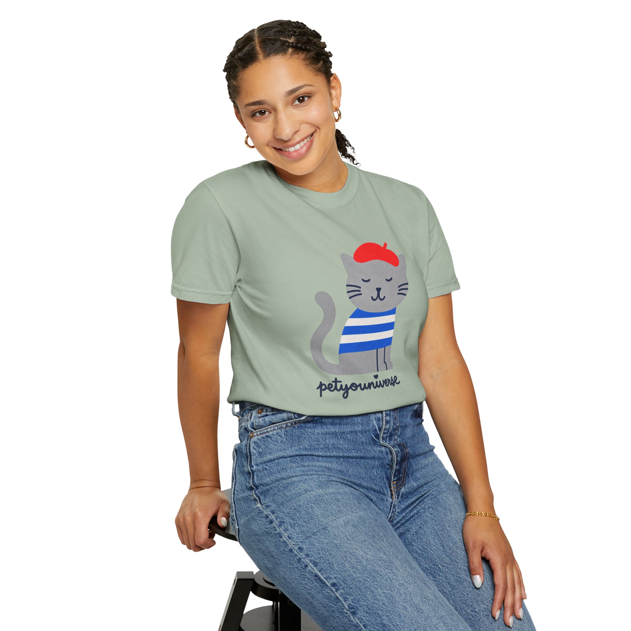 Cat Graphic T-Shirt — "petiyouniverse" Cute French Cat Tee - Image 60
