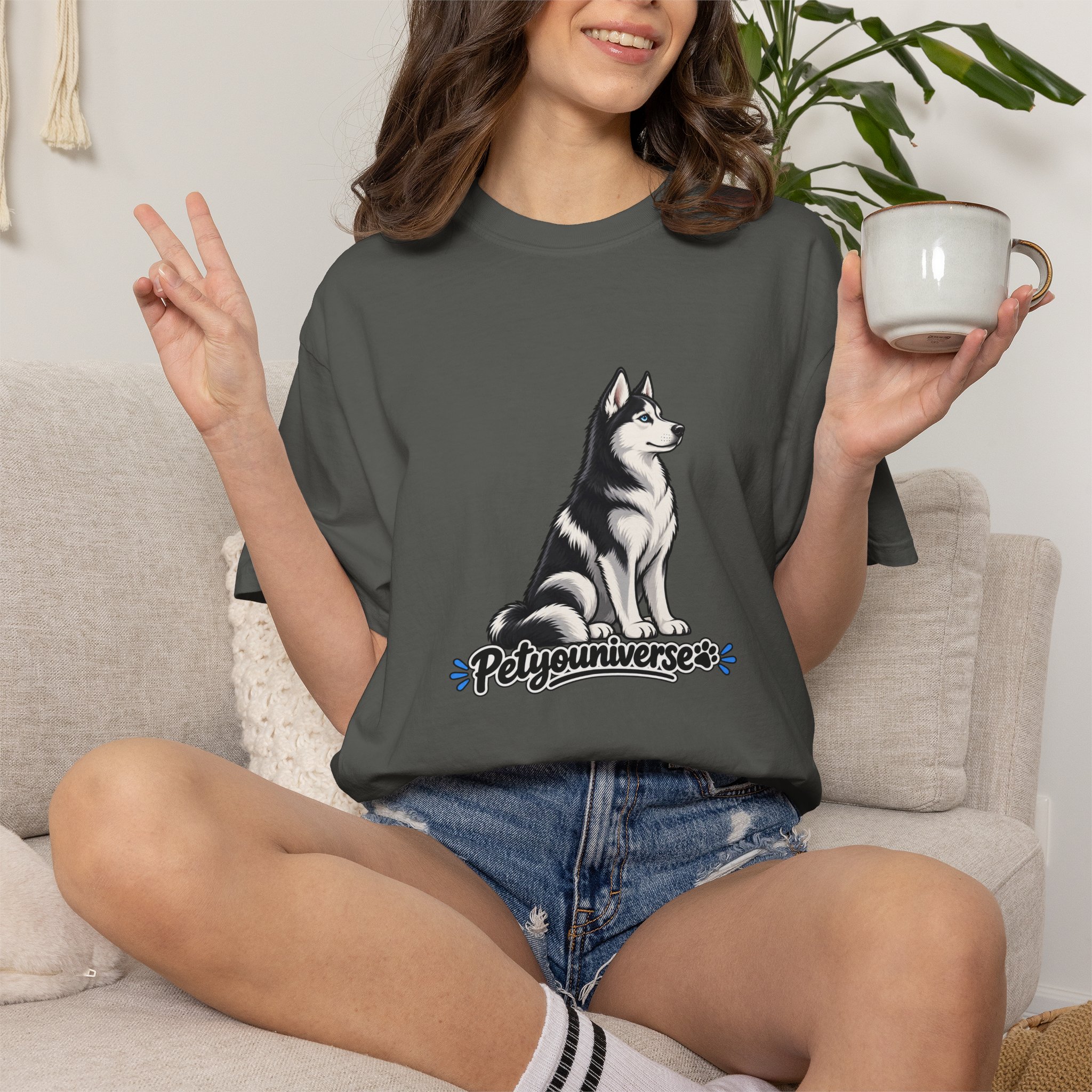 Husky Graphic T-Shirt — 'PetYoUniverse' Retro Dog Tee - Image 48