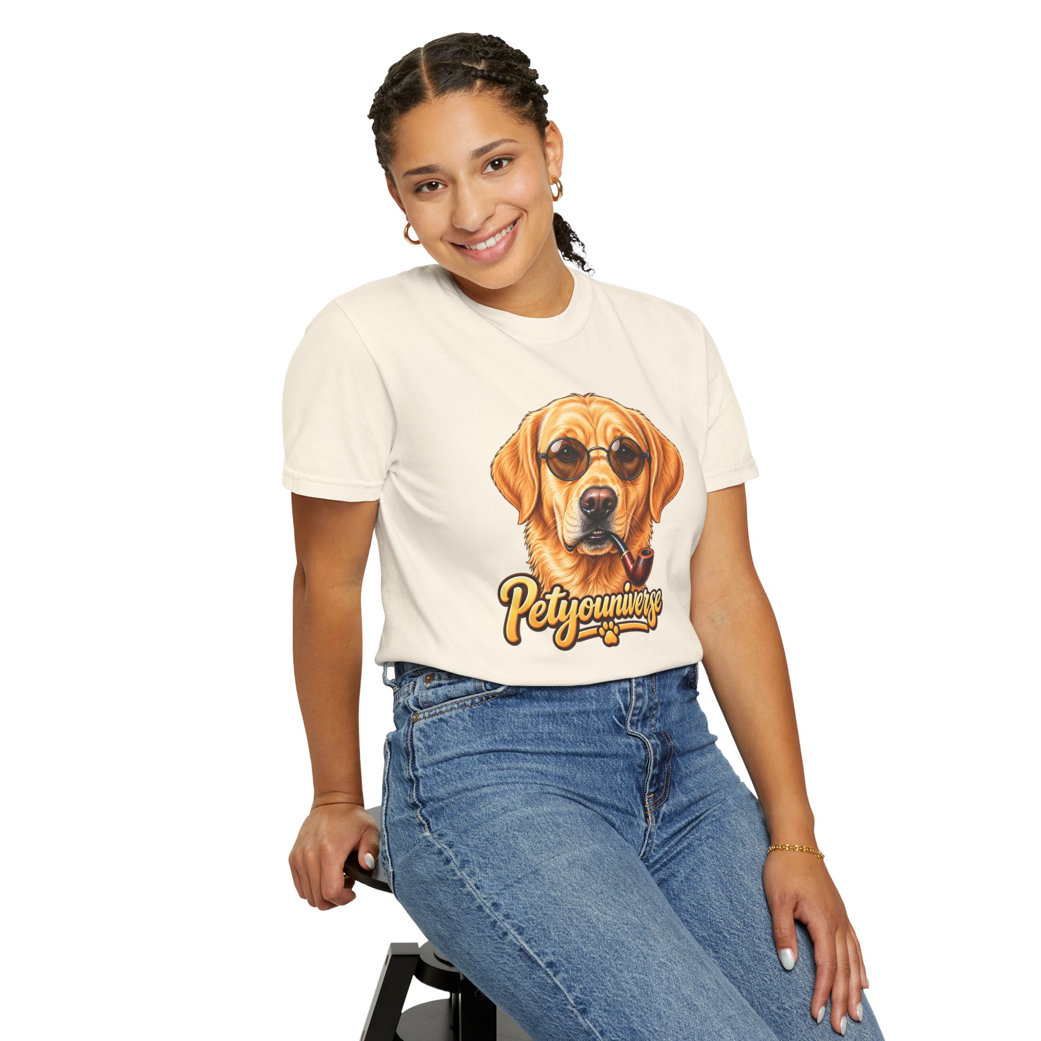 Dog Graphic T-Shirt — 'PetYoUniverse' Yellow Lab Portrait Tee - Image 15