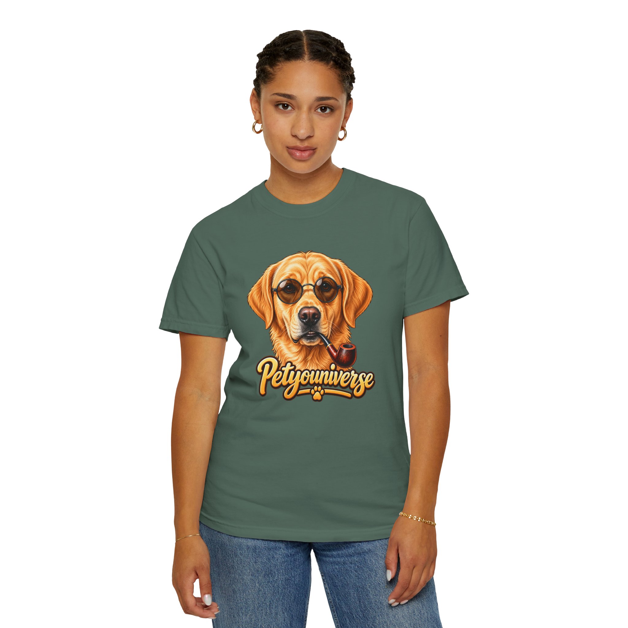 Dog Graphic T-Shirt — 'PetYoUniverse' Yellow Lab Portrait Tee - Image 86