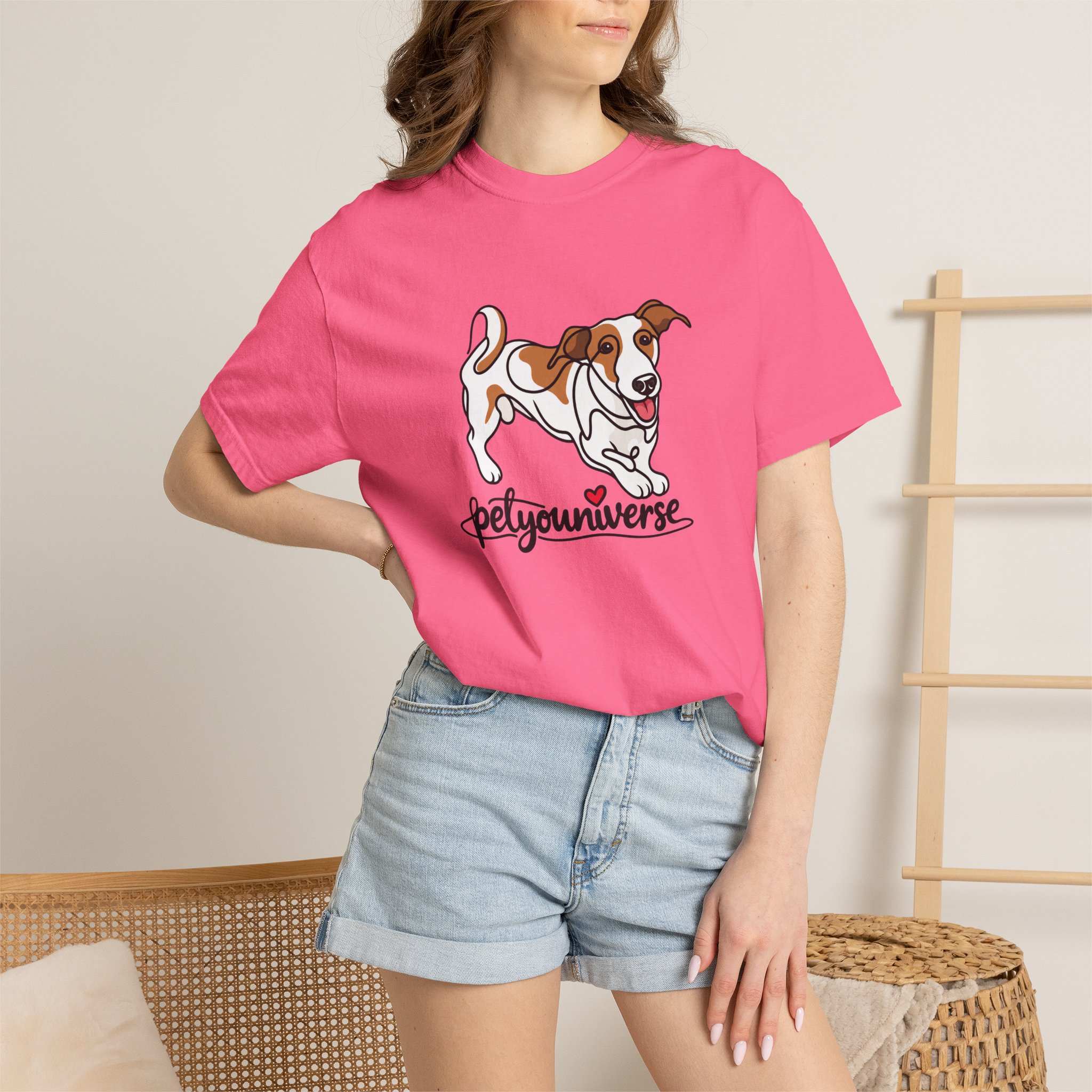 Dog Cartoon T-Shirt — "PetYoUniverse" Playful Jack Russell Tee - Image 119