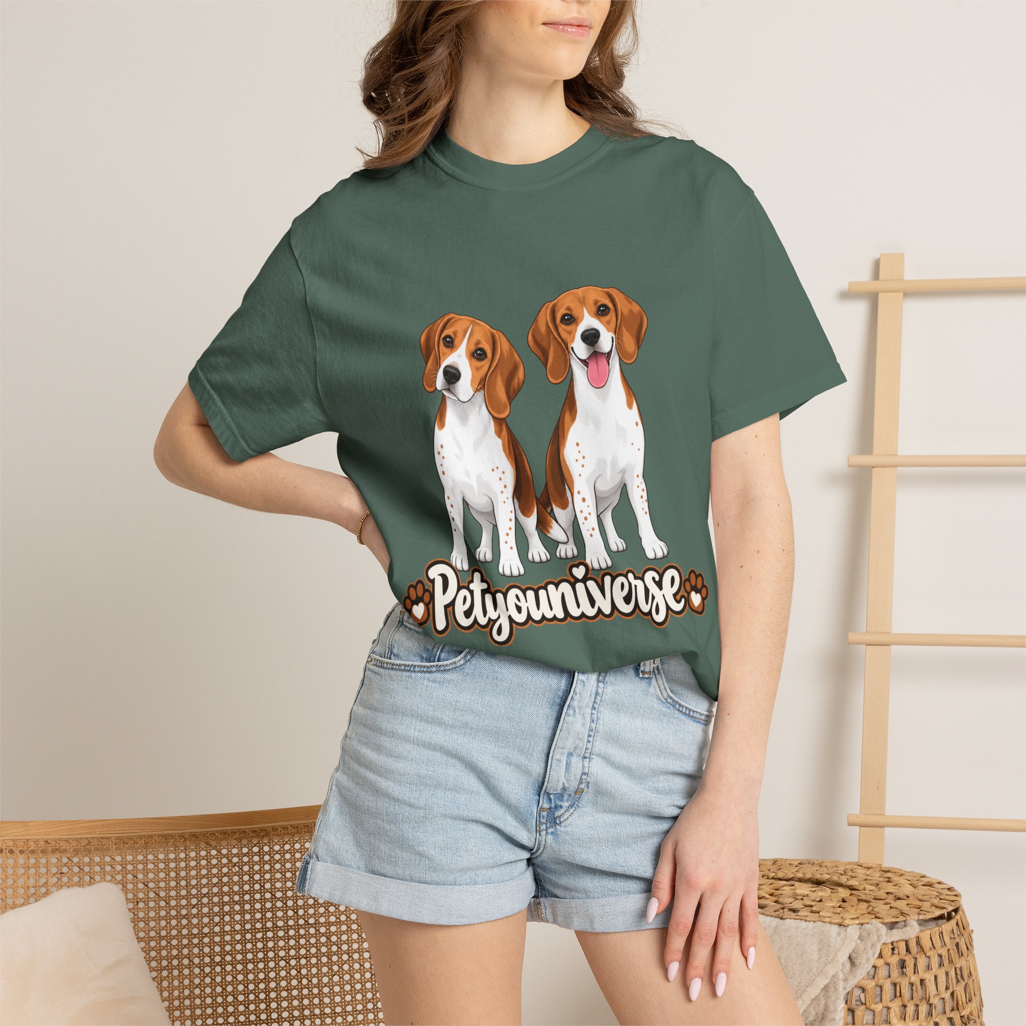Beagle Lovers T-Shirt — 'PetYoUniverse' Cute Cartoon Duo Dog Tee - Image 65