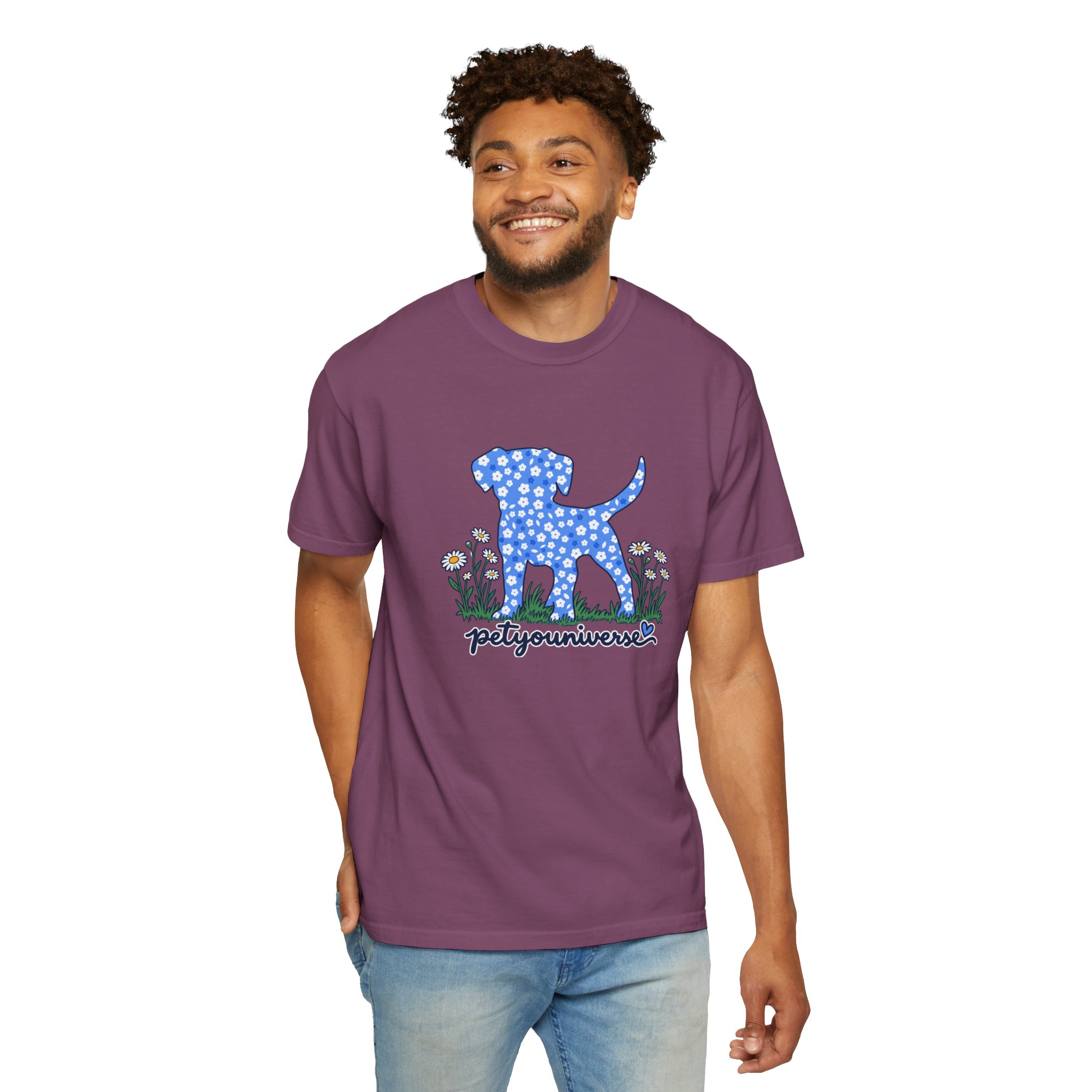 Dog Silhouette Floral T‑Shirt — "PetYoUniverse" Graphic Tee - Image 86