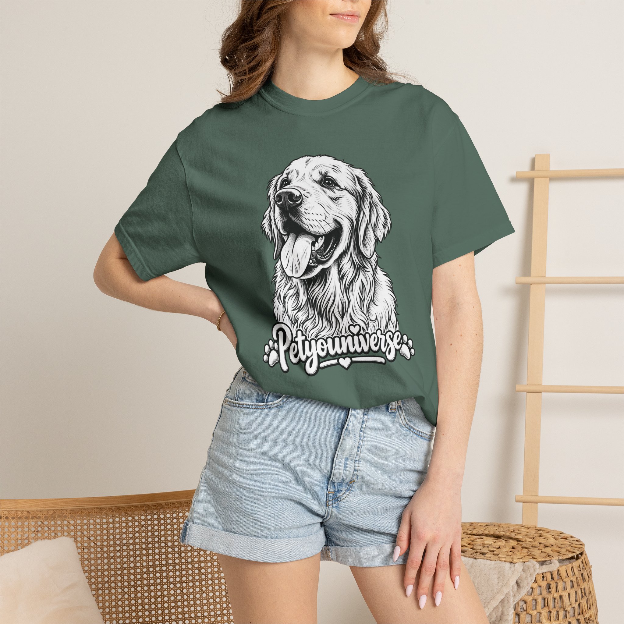 PetYoUniverse Golden Retriever Graphic T-Shirt — Cute Dog Portrait Tee - Image 65