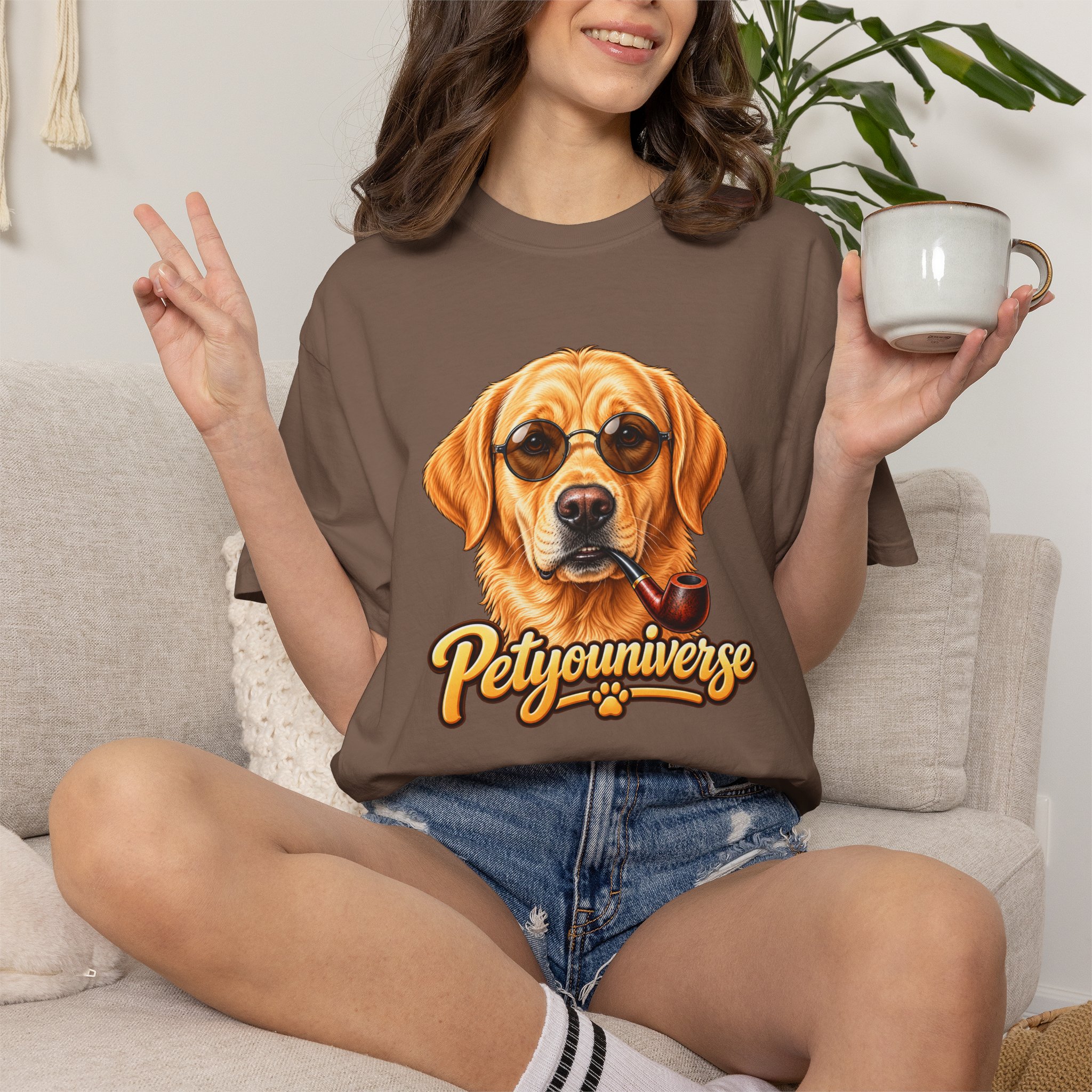 Dog Graphic T-Shirt — 'PetYoUniverse' Yellow Lab Portrait Tee - Image 48
