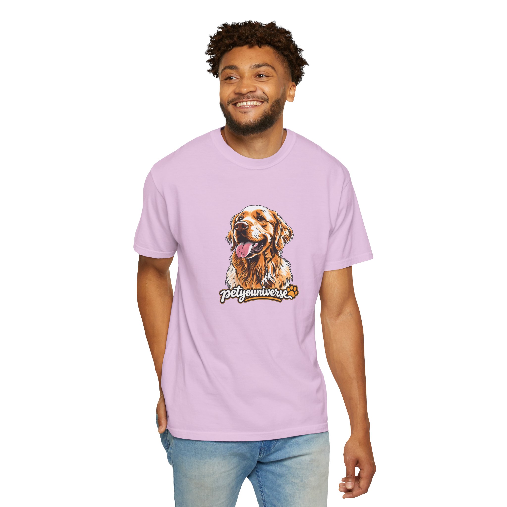 Dog Lover T-Shirt — Golden Retriever Portrait "PetYoUniverse" Graphic - Image 115