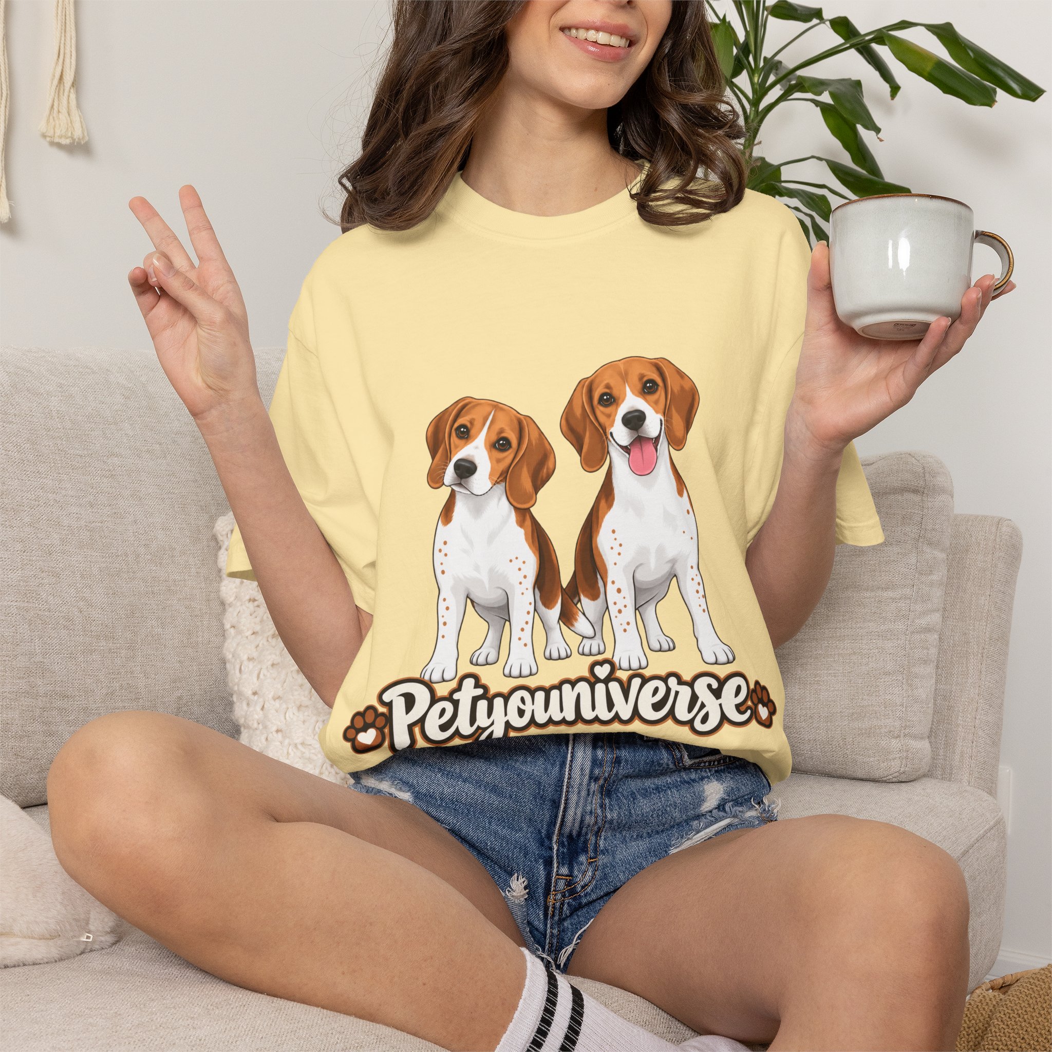 Beagle Lovers T-Shirt — 'PetYoUniverse' Cute Cartoon Duo Dog Tee - Image 12