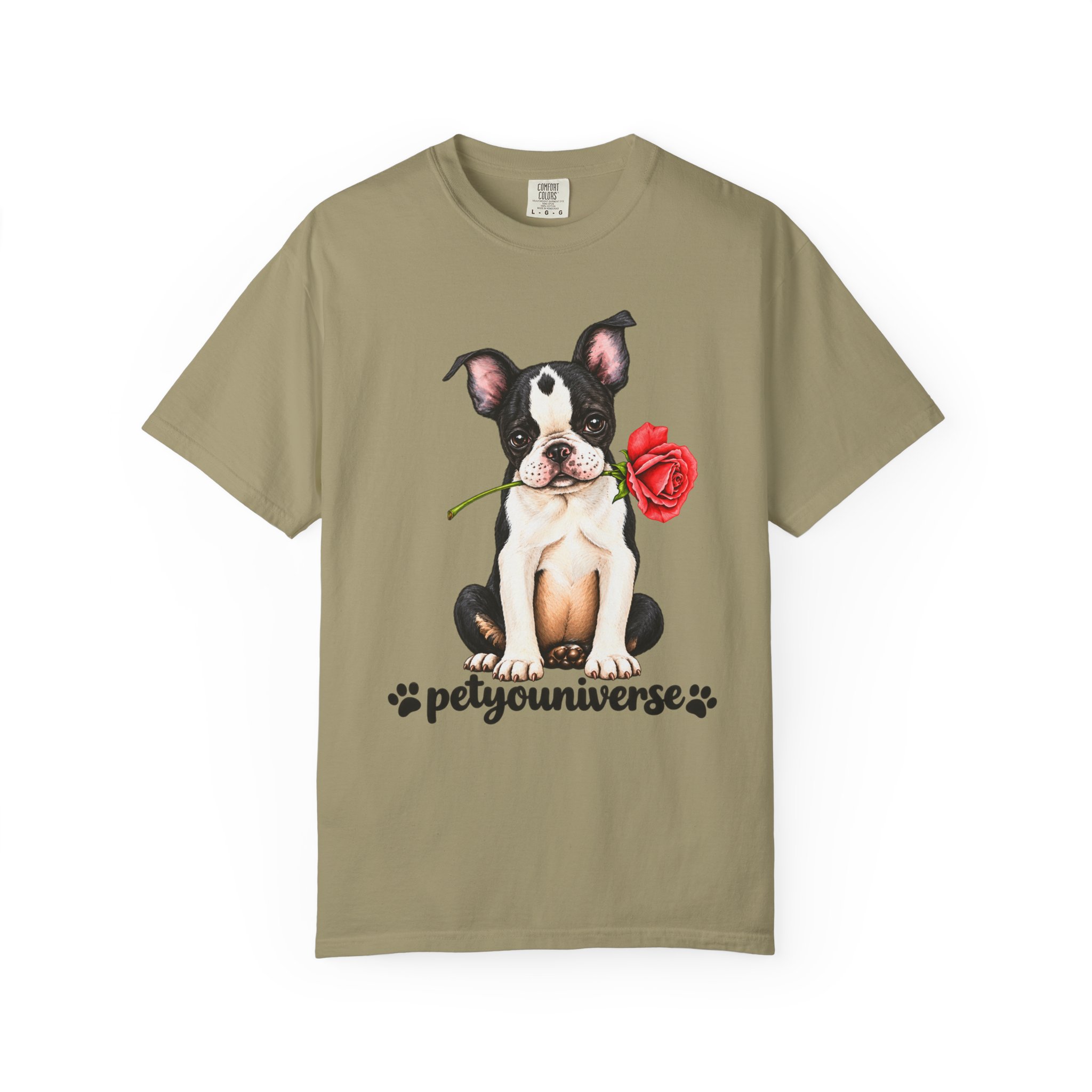 Boston Terrier Puppy Tee – Rose & "PetYoUniverse" Graphic T-Shirt - Image 19