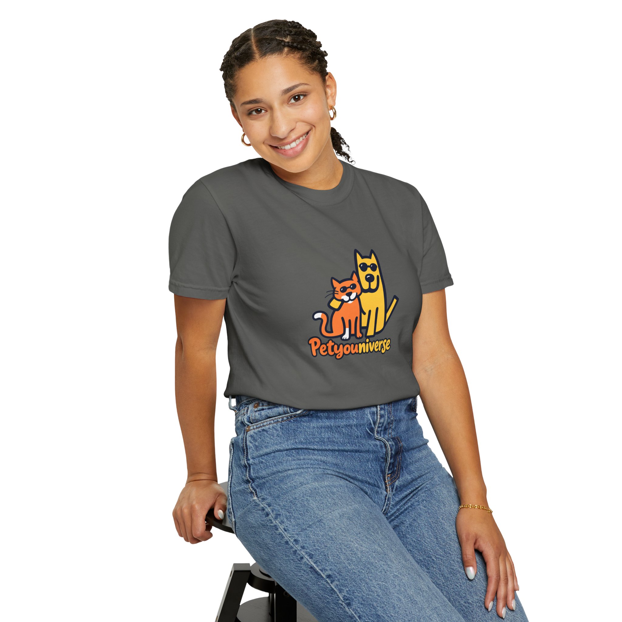 PetyoUniverse Cute Cat & Dog Graphic T-Shirt — Vintage Garment-Dyed Tee for Pet Lovers - Image 51