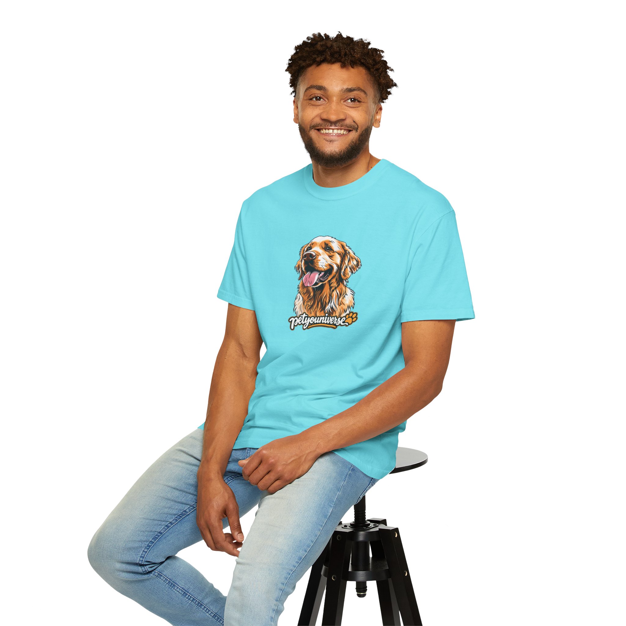 Dog Lover T-Shirt — Golden Retriever Portrait "PetYoUniverse" Graphic - Image 98