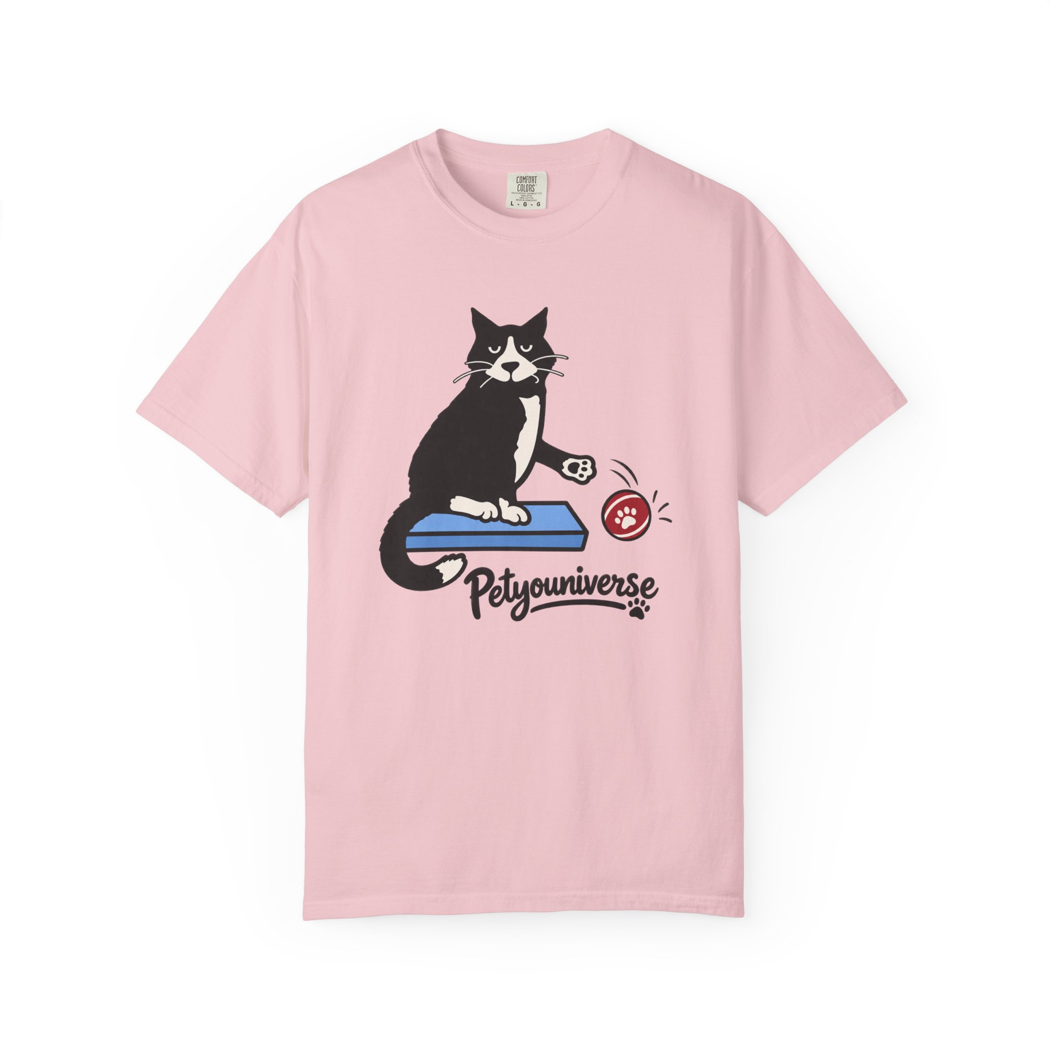 Cat on Scratch Pad Graphic T-Shirt — "Petyouniverse" Cute Paw Play Tee - Image 109