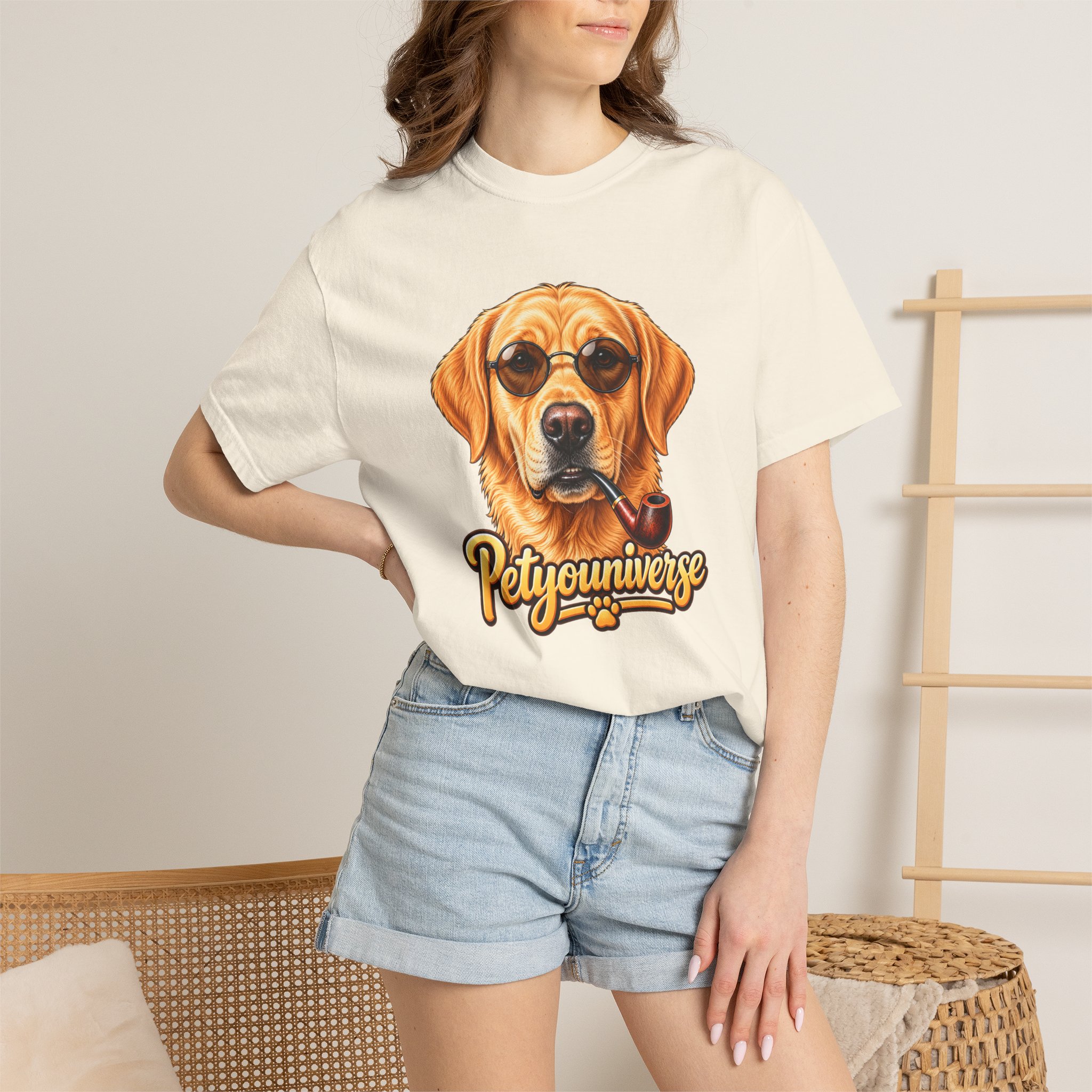 Dog Graphic T-Shirt — 'PetYoUniverse' Yellow Lab Portrait Tee - Image 11
