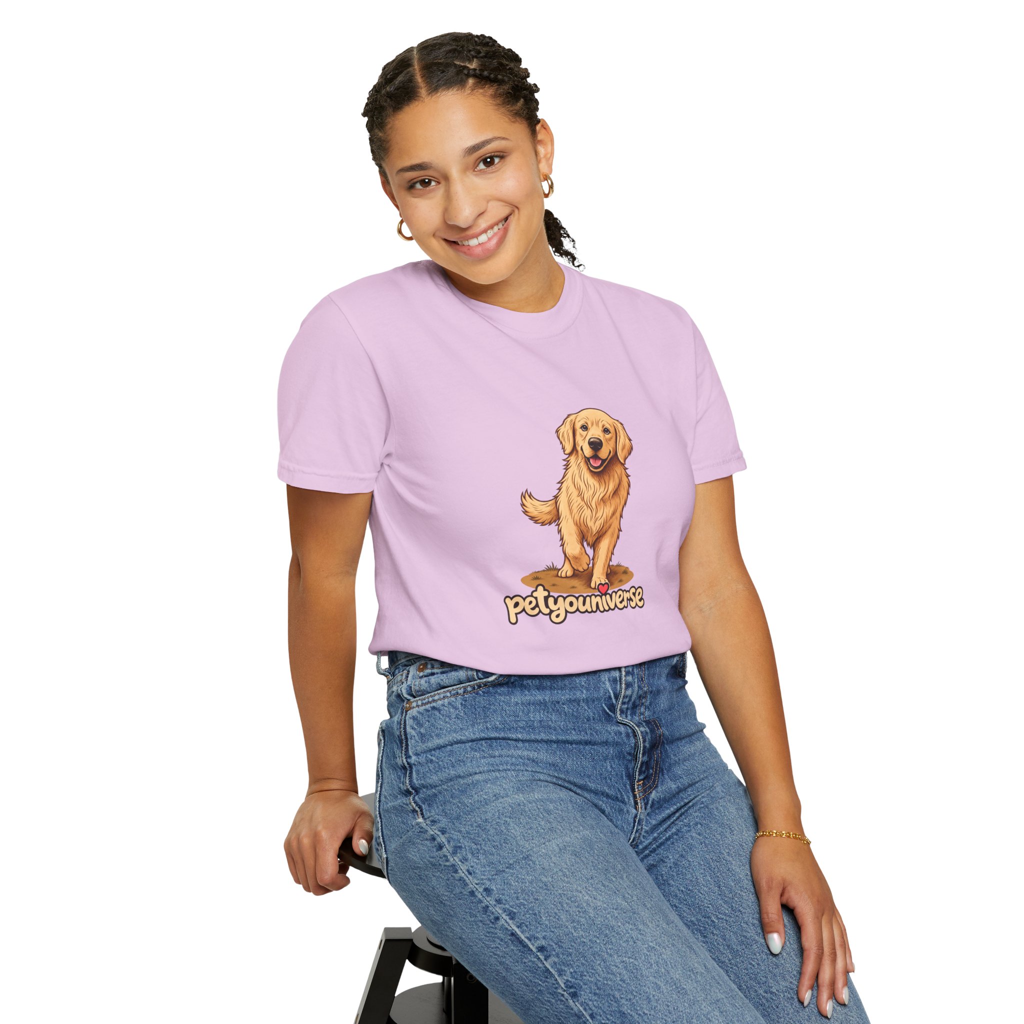 Golden Retriever Graphic T-Shirt — "PetYoUniverse" Cute Dog Tee - Image 105