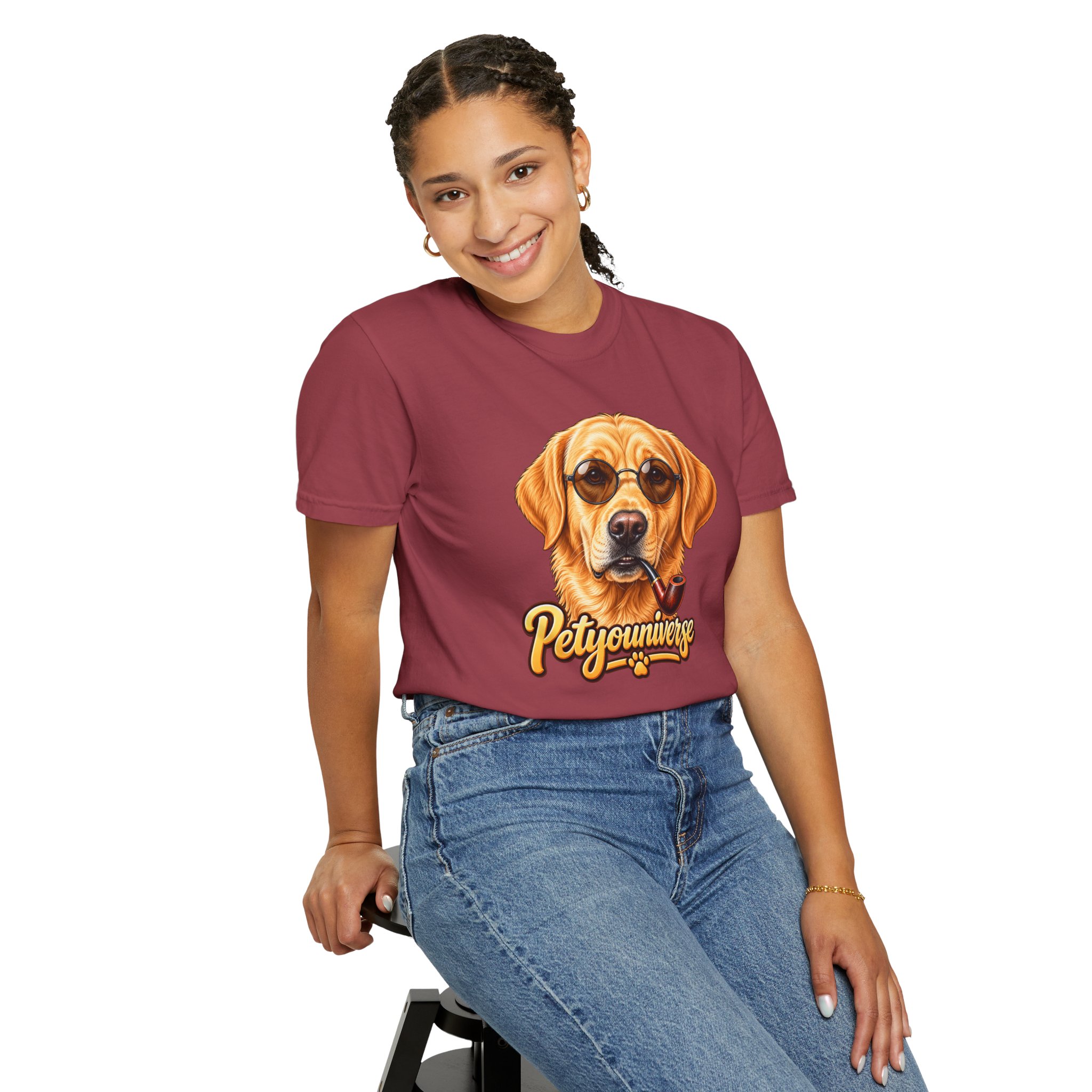 Dog Graphic T-Shirt — 'PetYoUniverse' Yellow Lab Portrait Tee - Image 132