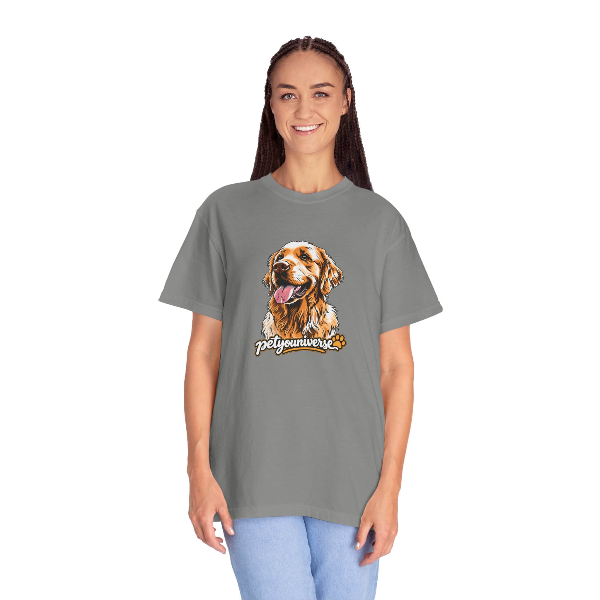 Dog Lover T-Shirt — Golden Retriever Portrait "PetYoUniverse" Graphic - Image 104
