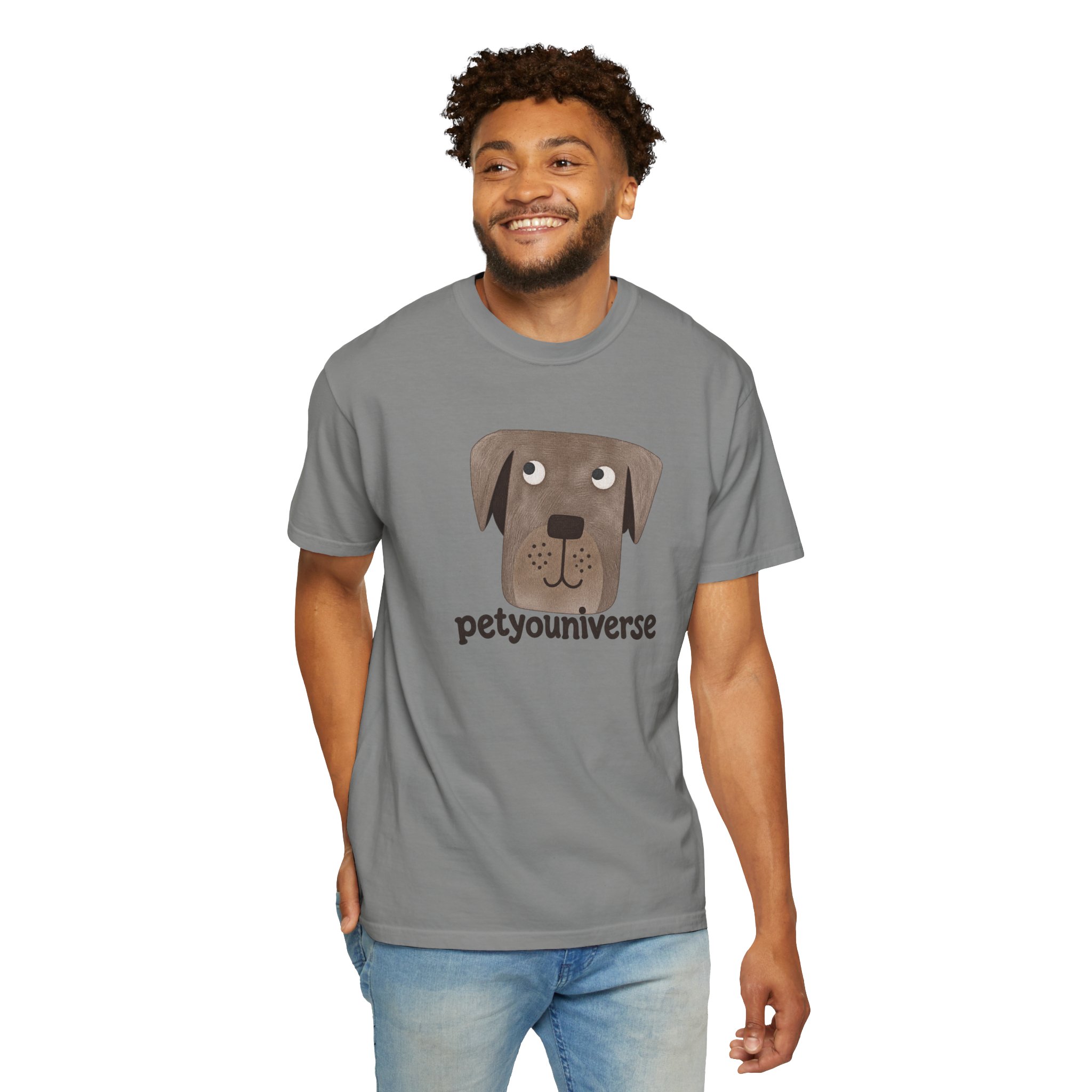 Dog Face Graphic T‑Shirt — "petyouniverse" Cute Pet Logo Tee - Image 88