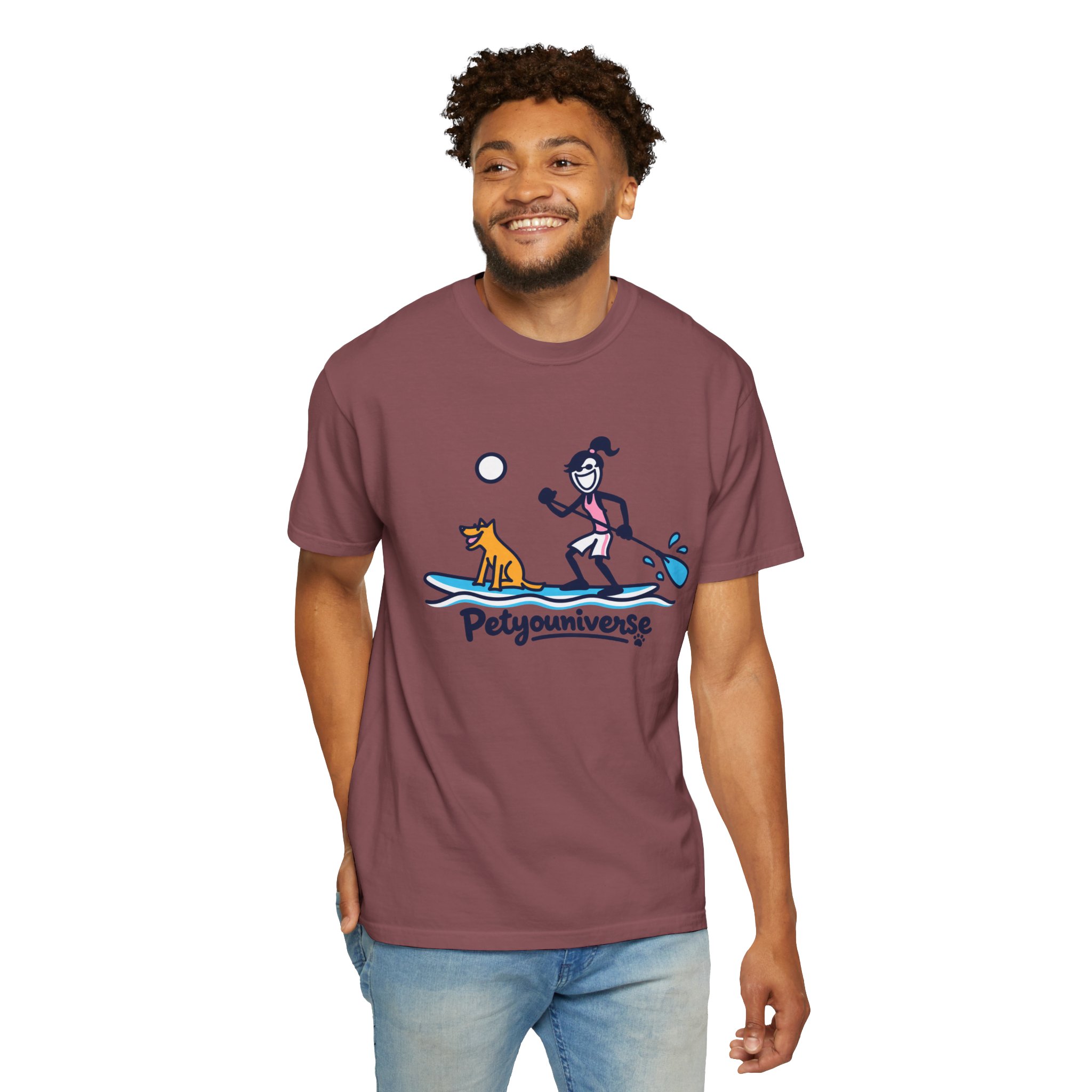 Paddleboarding Pup Graphic T-Shirt — "Petyouniverse" Dog & Owner Paddleboard Tee - Image 6