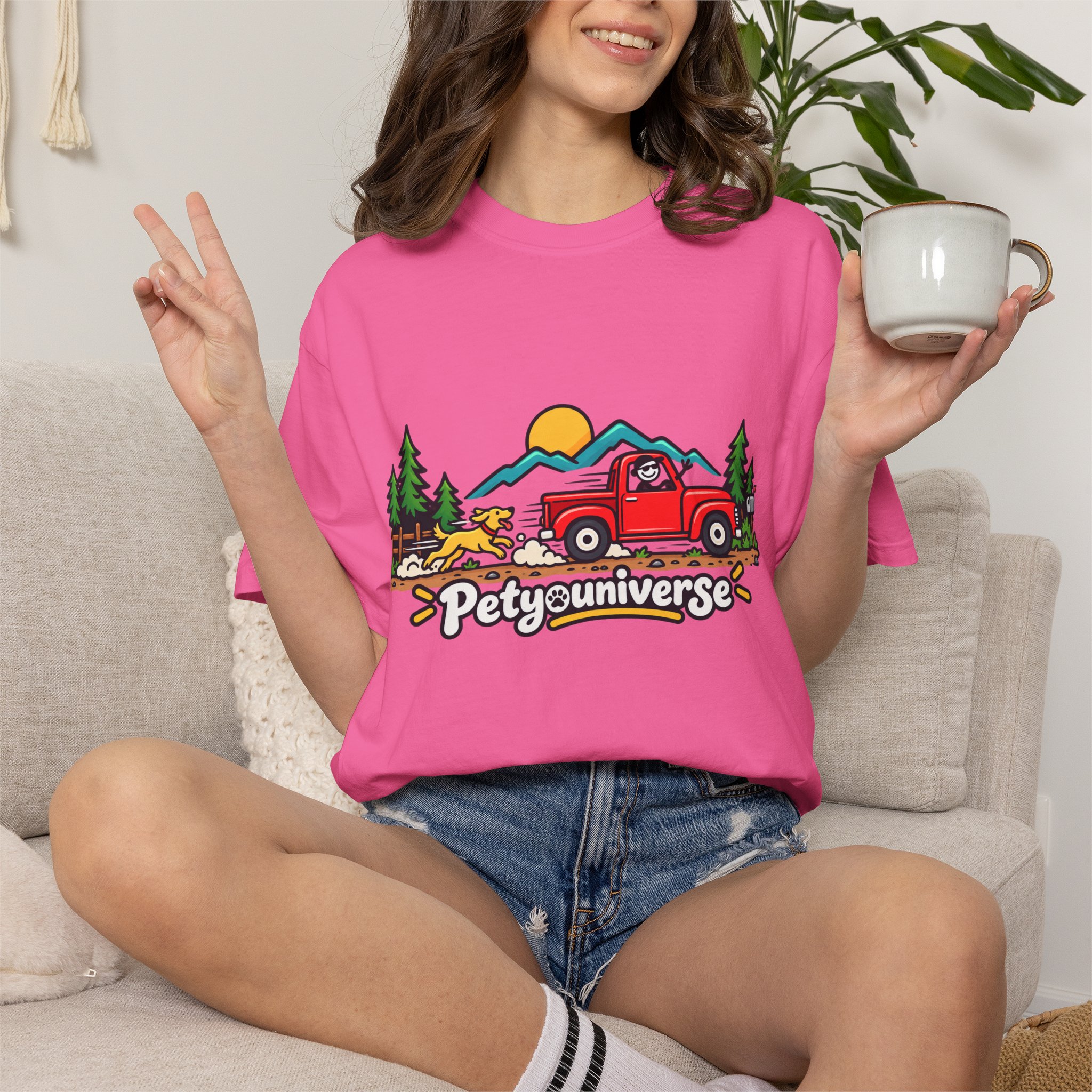 Petyuniverse Retro Truck & Dog Graphic T-Shirt - Image 93