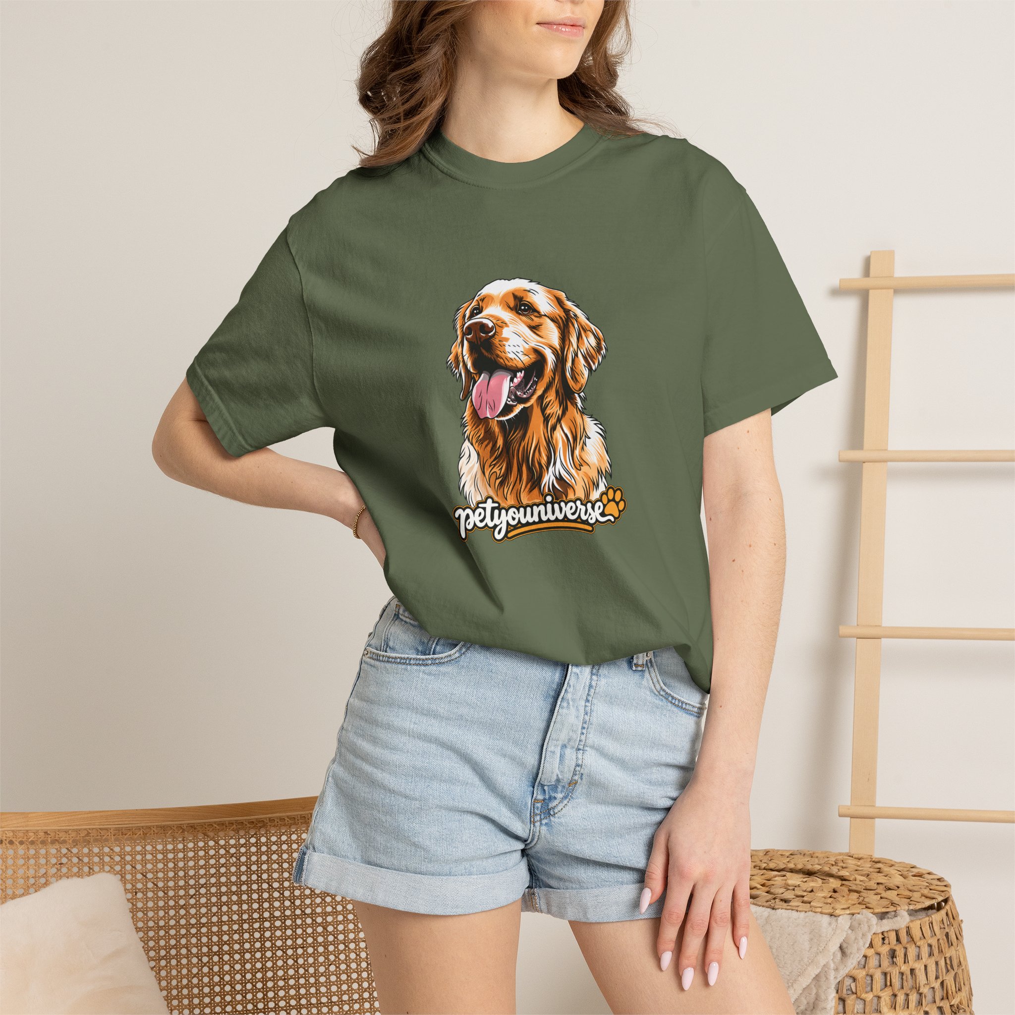 Dog Lover T-Shirt — Golden Retriever Portrait "PetYoUniverse" Graphic - Image 65