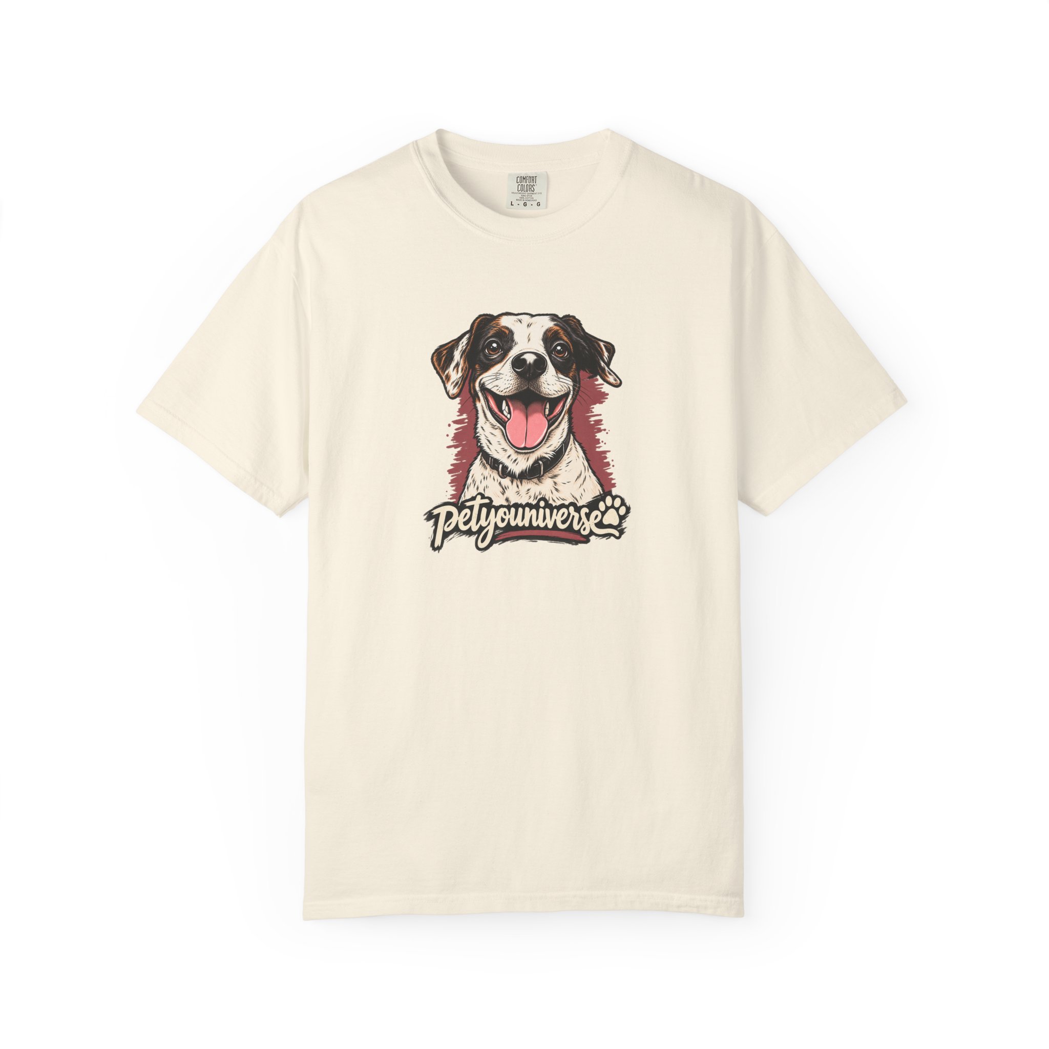 Dog lover t-shirt with smiling pup graphic by PetYoUniverse