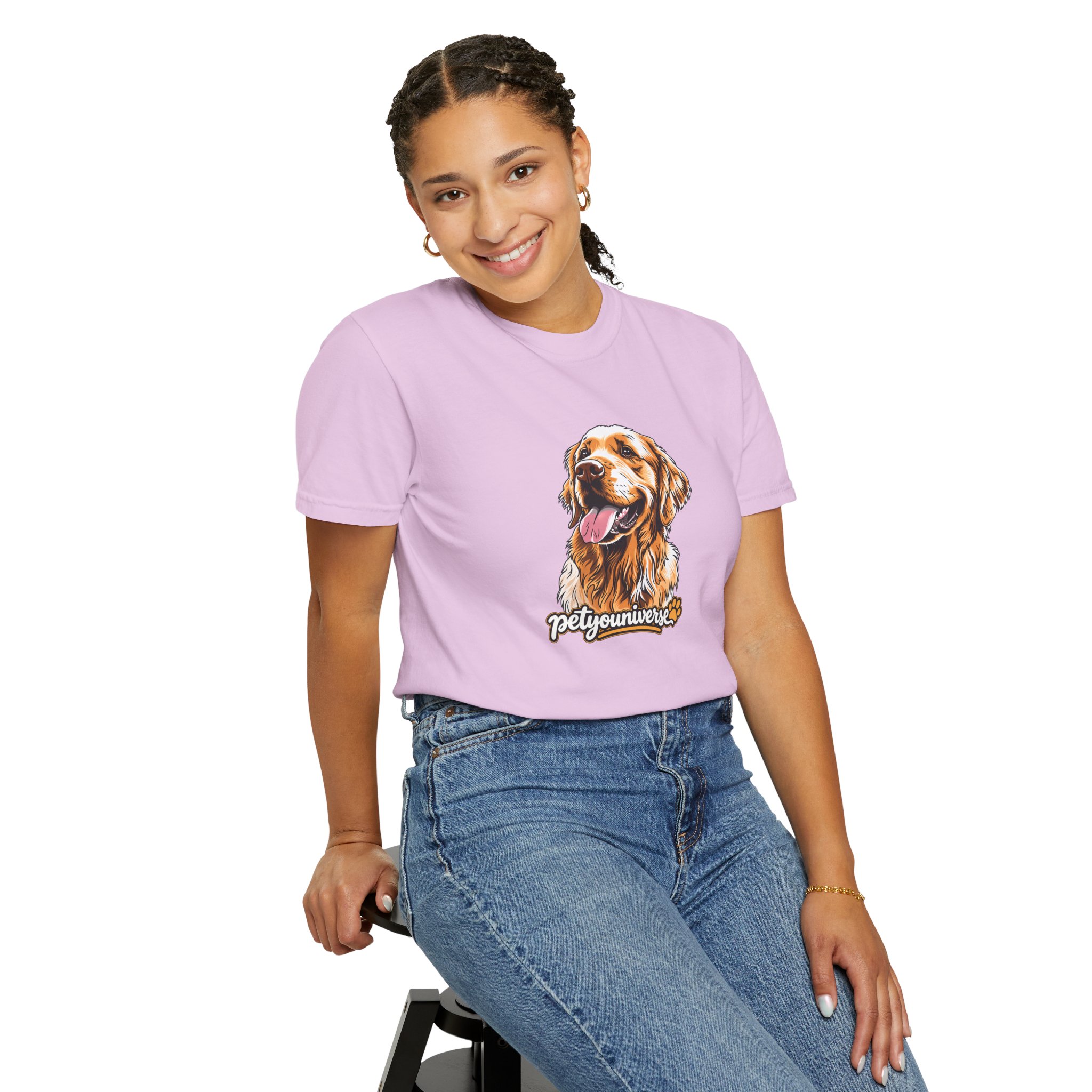 Dog Lover T-Shirt — Golden Retriever Portrait "PetYoUniverse" Graphic - Image 114