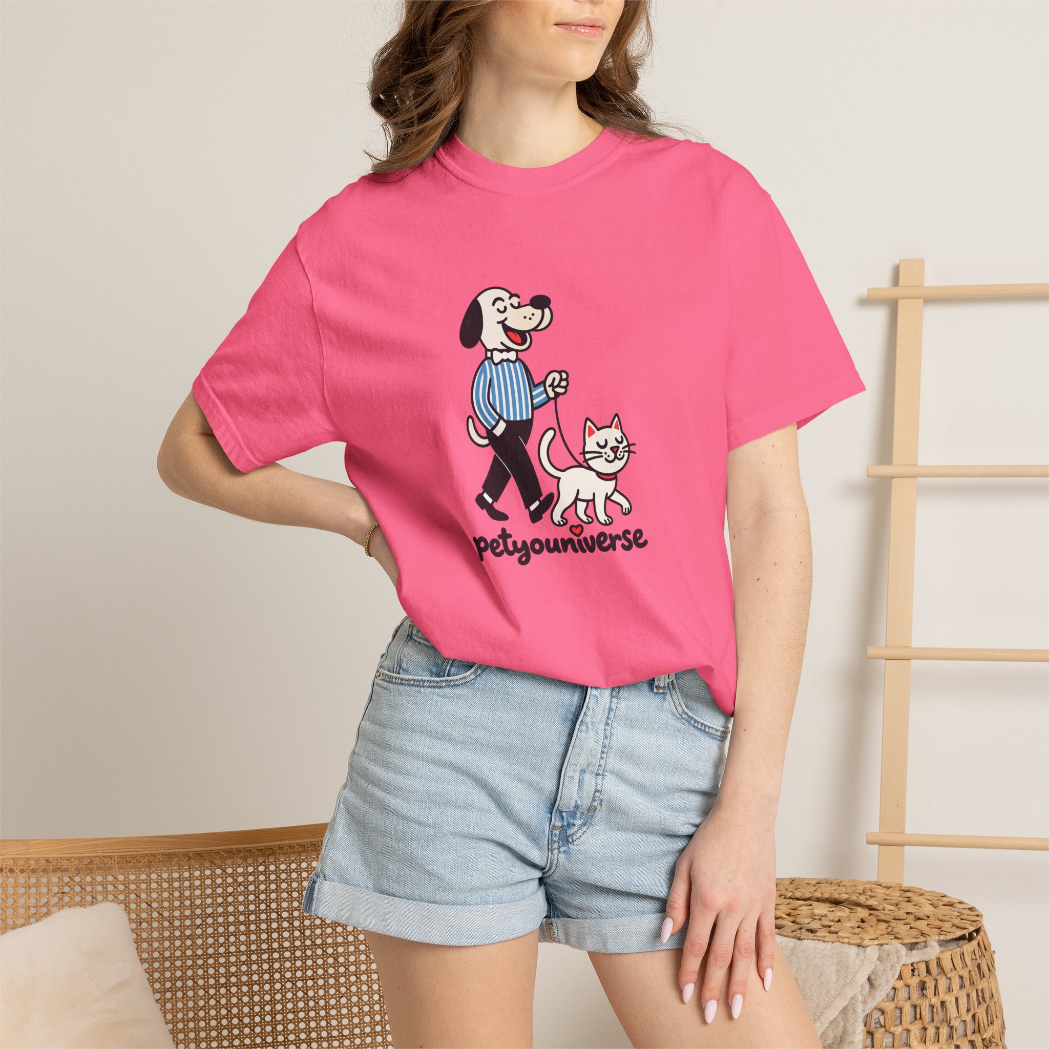 PetYouniverse Walking Dog & Cat Tee — Cute Retro Pet Graphic T-Shirt - Image 101