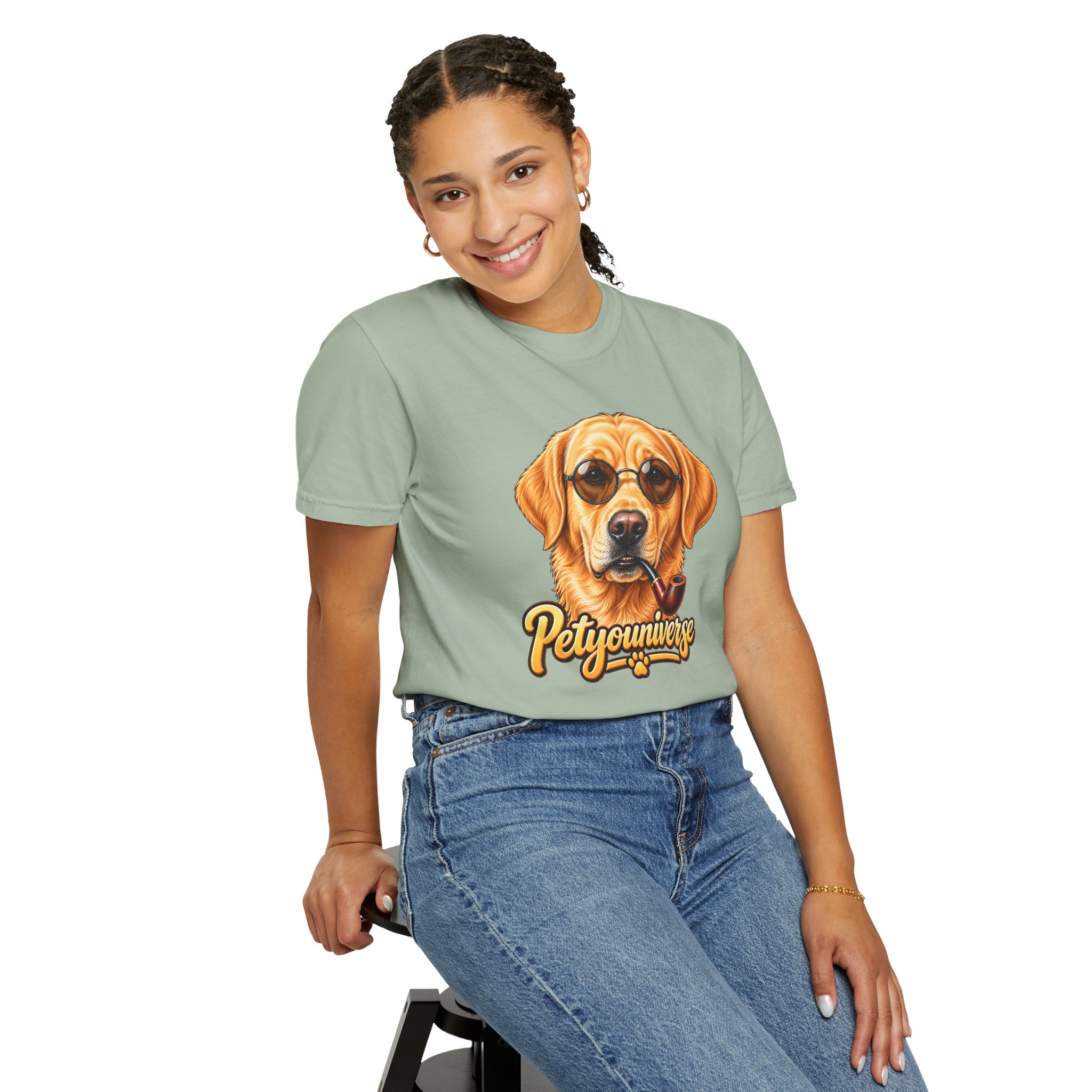Dog Graphic T-Shirt — 'PetYoUniverse' Yellow Lab Portrait Tee - Image 78