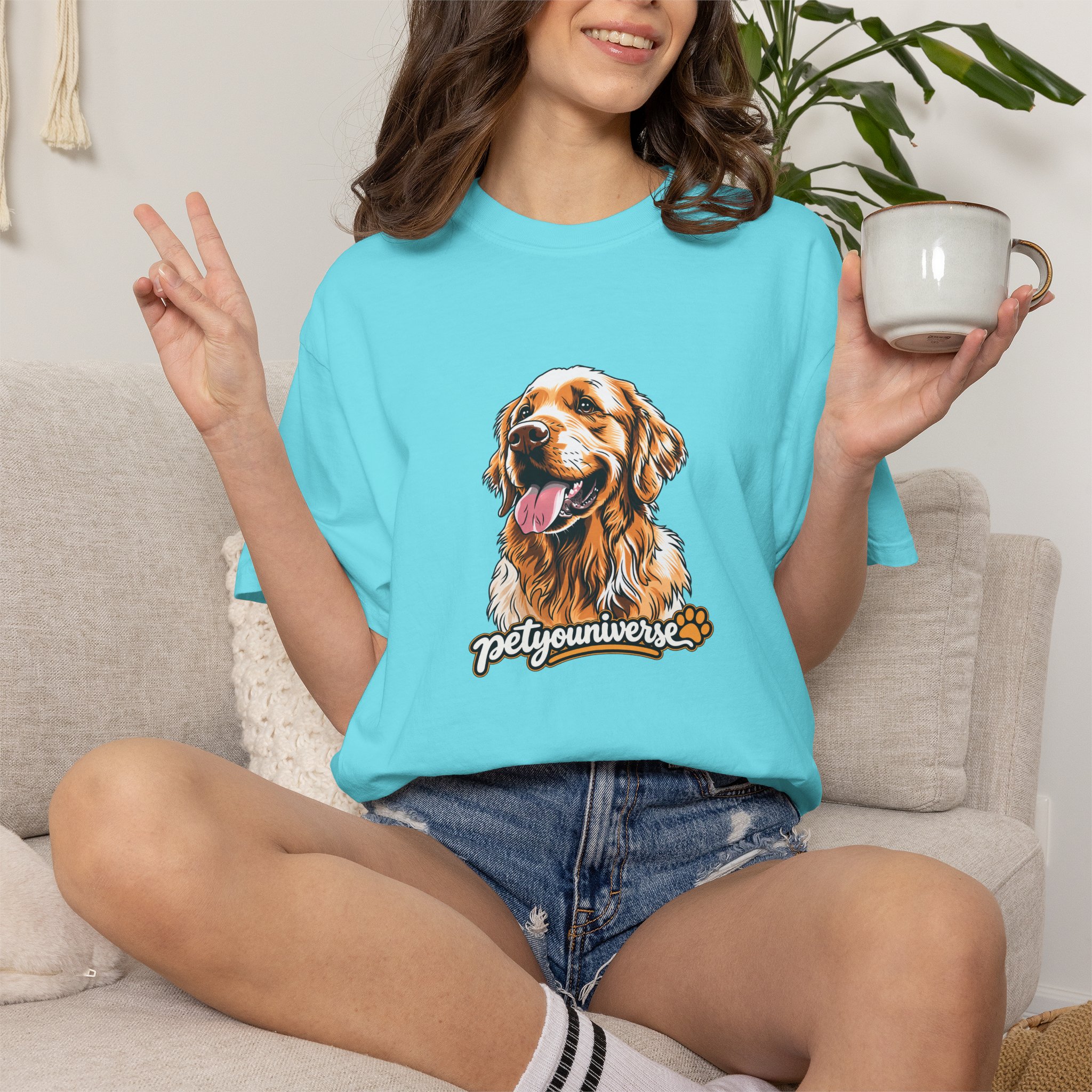 Dog Lover T-Shirt — Golden Retriever Portrait "PetYoUniverse" Graphic - Image 93